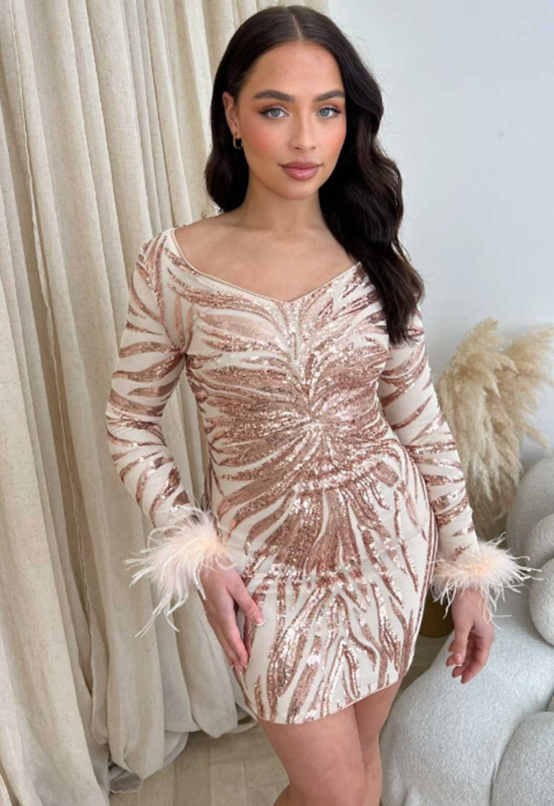 Nazz Collection Rose Gold Armour Party Dress