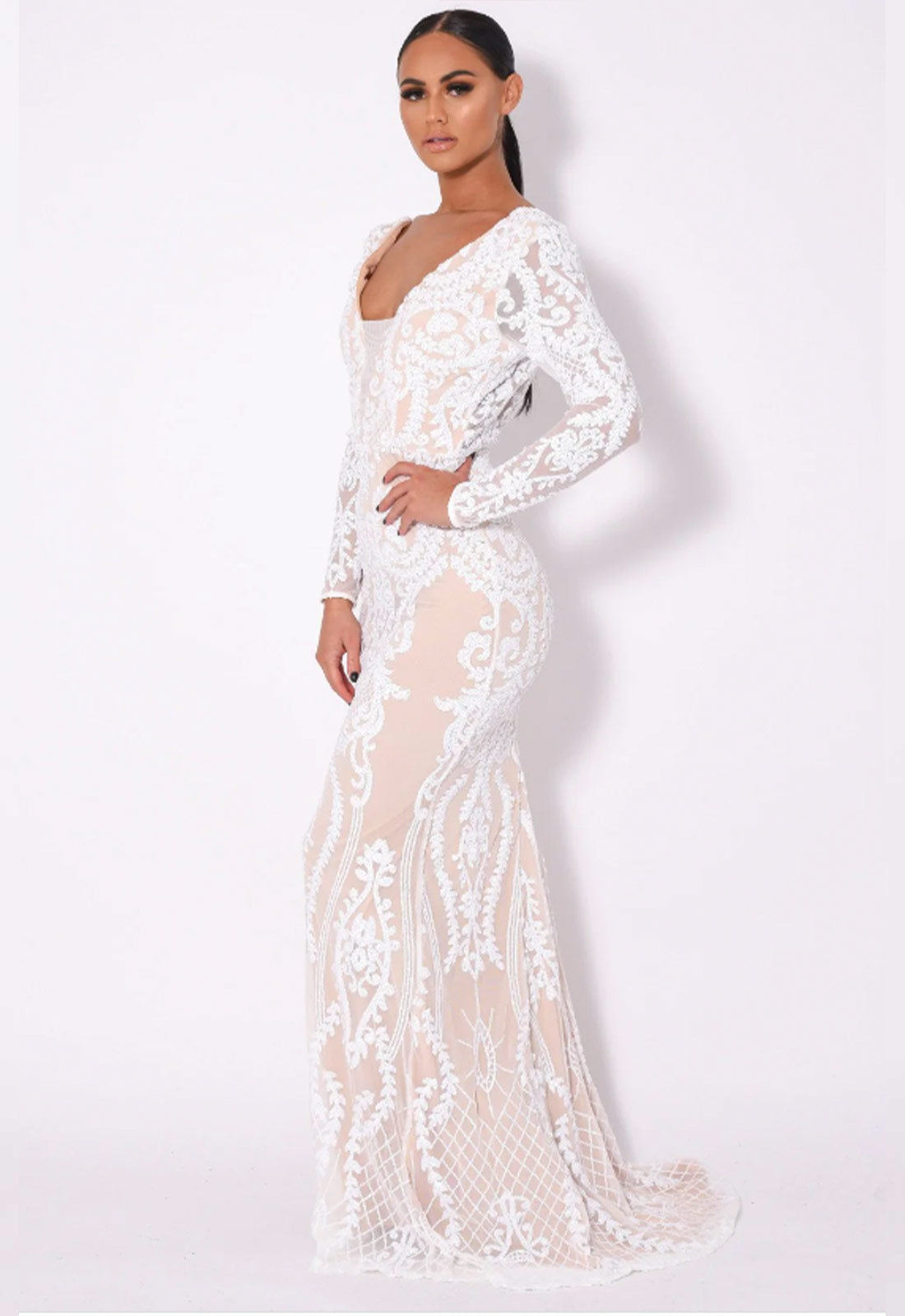 Nazz Collection White Annabella Evening Dress