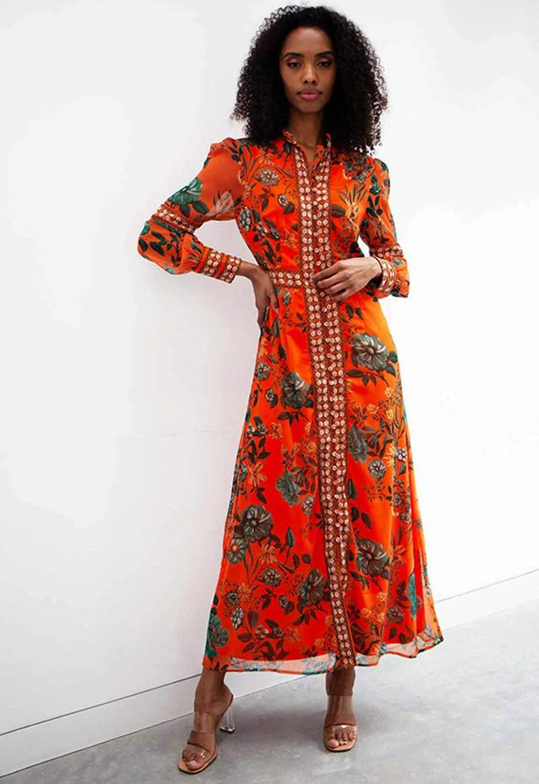 Raishma Studio Orange Aspen Floral Maxi Dress
