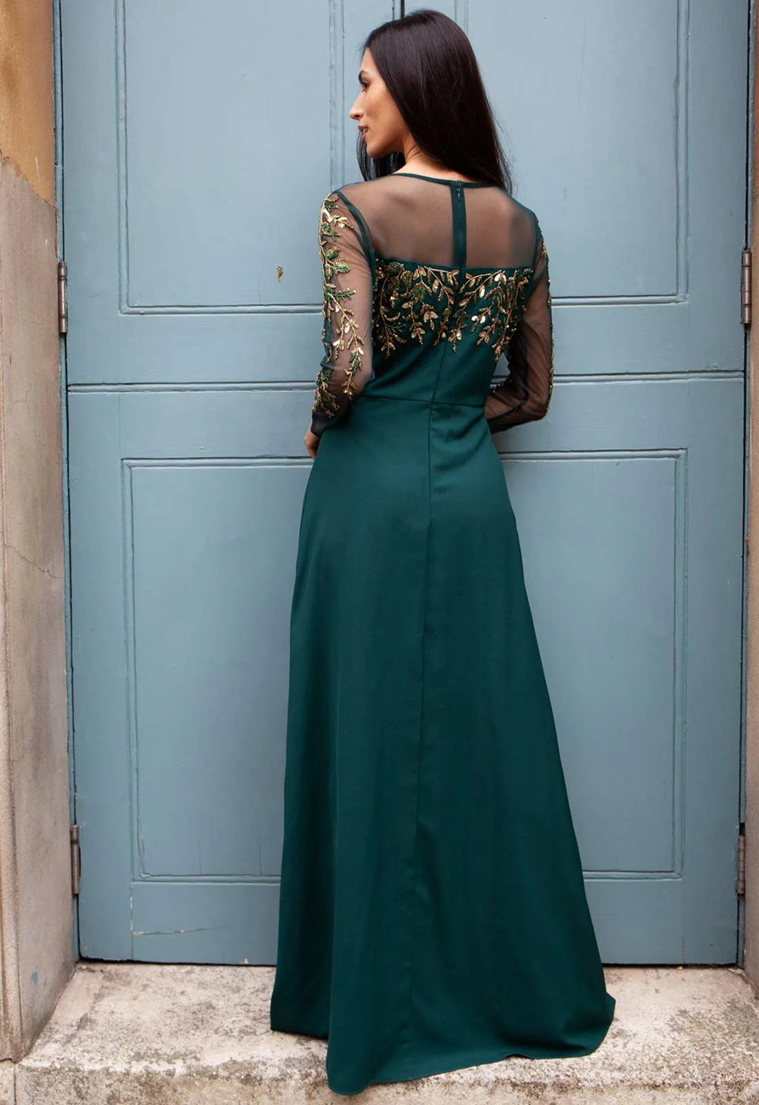 Raishma Forest Avery Embellished Maxi Dress