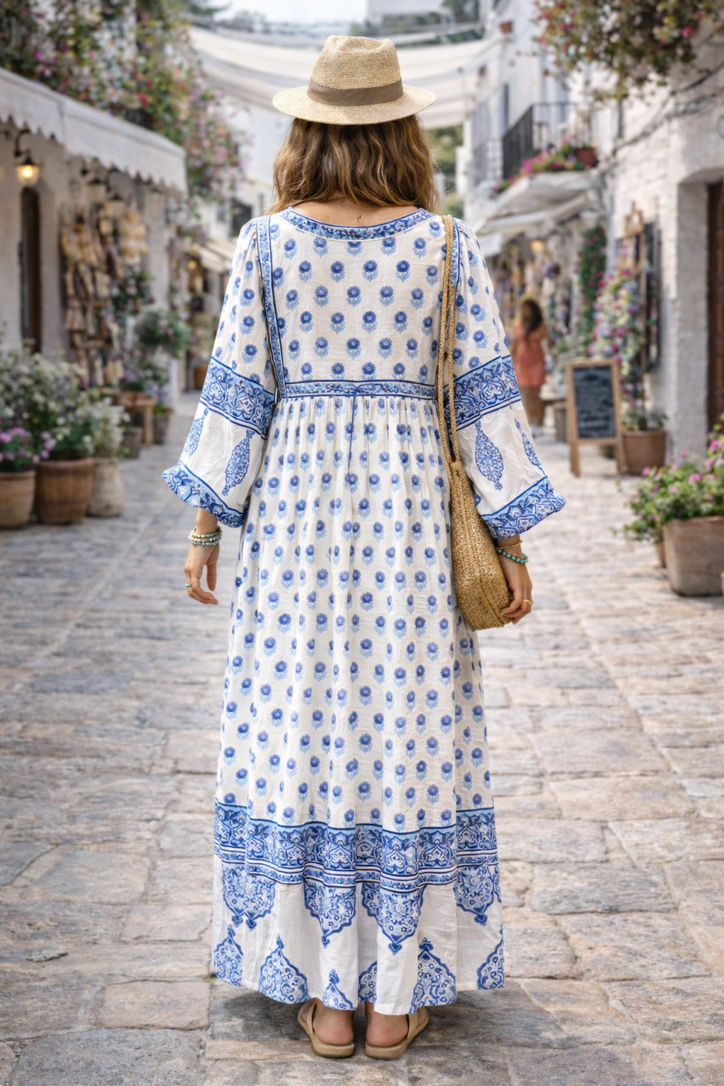 Soul Of Sita Amelia Floaty Sleeve Folk Print Maxi Dress