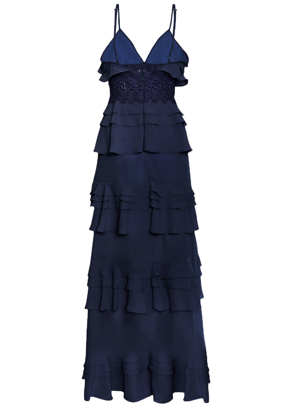 Sophia Navy Tiered Ruffle Maxi Dress-image-4