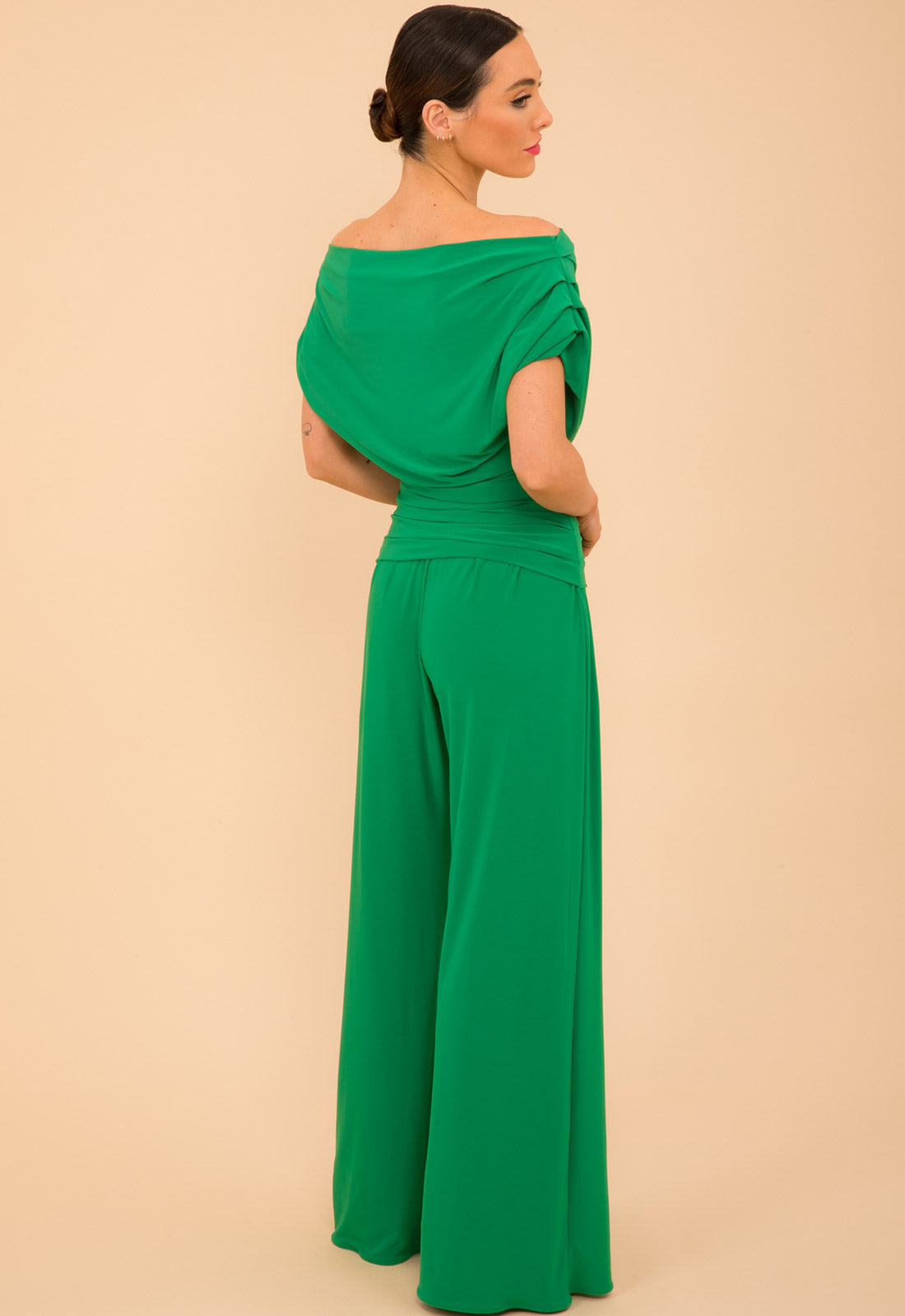 Atom Label Emerald Green Carbon Jumpsuit With Sleeve