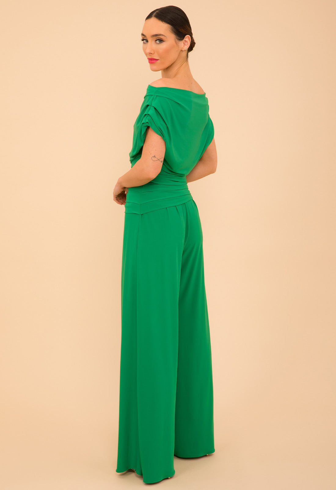 Atom Label Emerald Green Carbon Jumpsuit With Sleeve