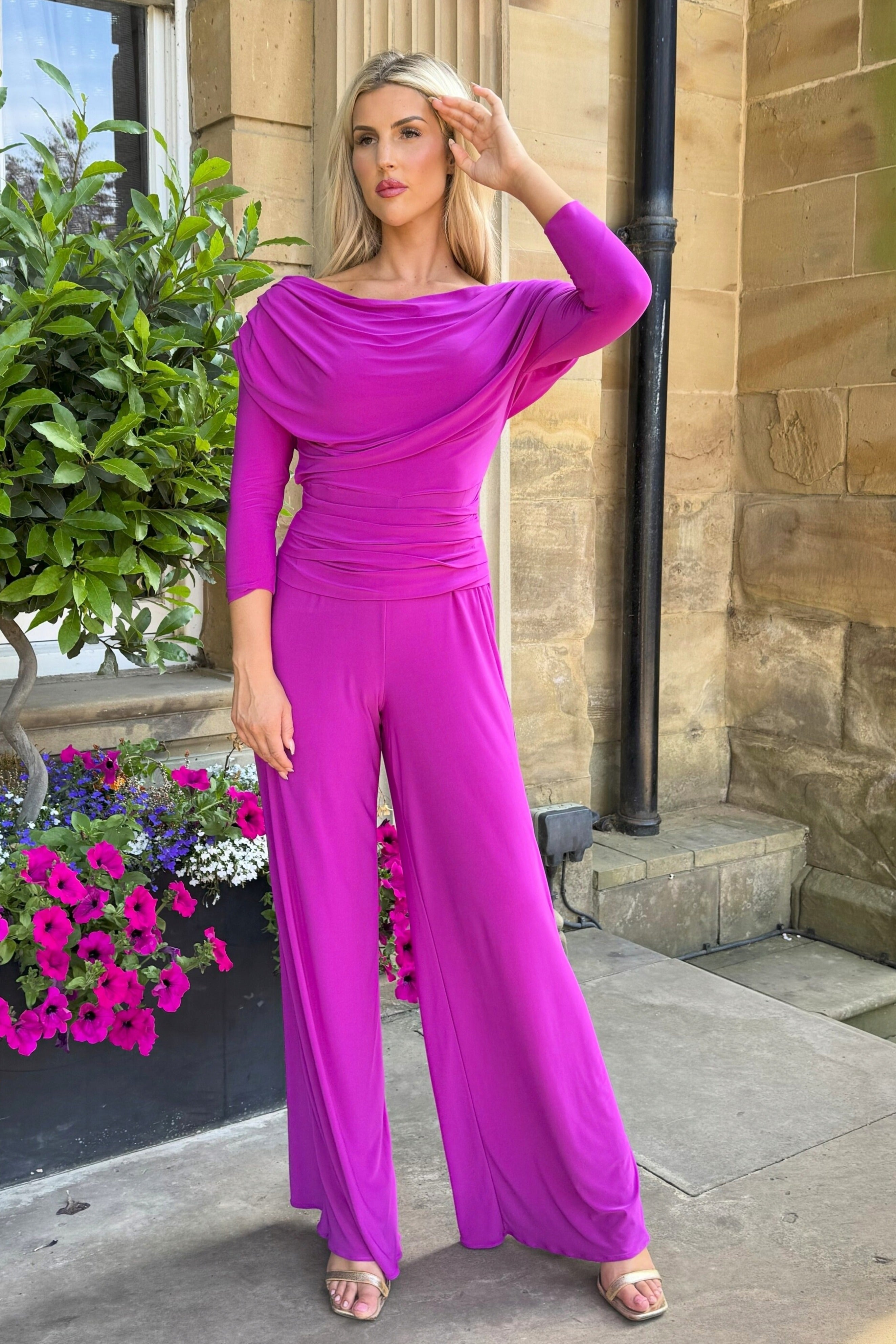 Atom Label Magenta Ss26 Carbon Jumpsuit With Sleeve