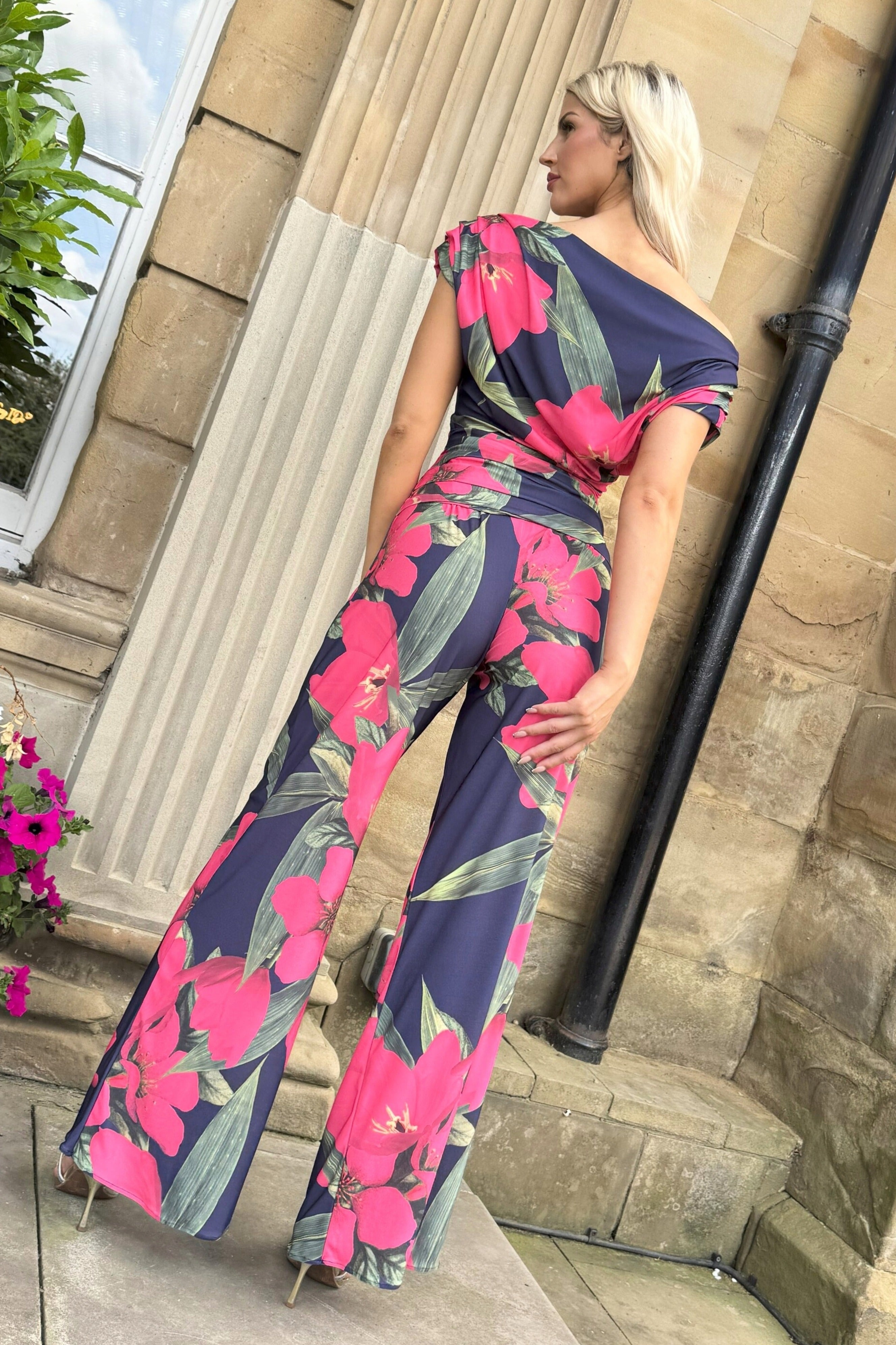 Atom Label Fuchsia Lily Print D3 Ss26 Carbon Jumpsuit