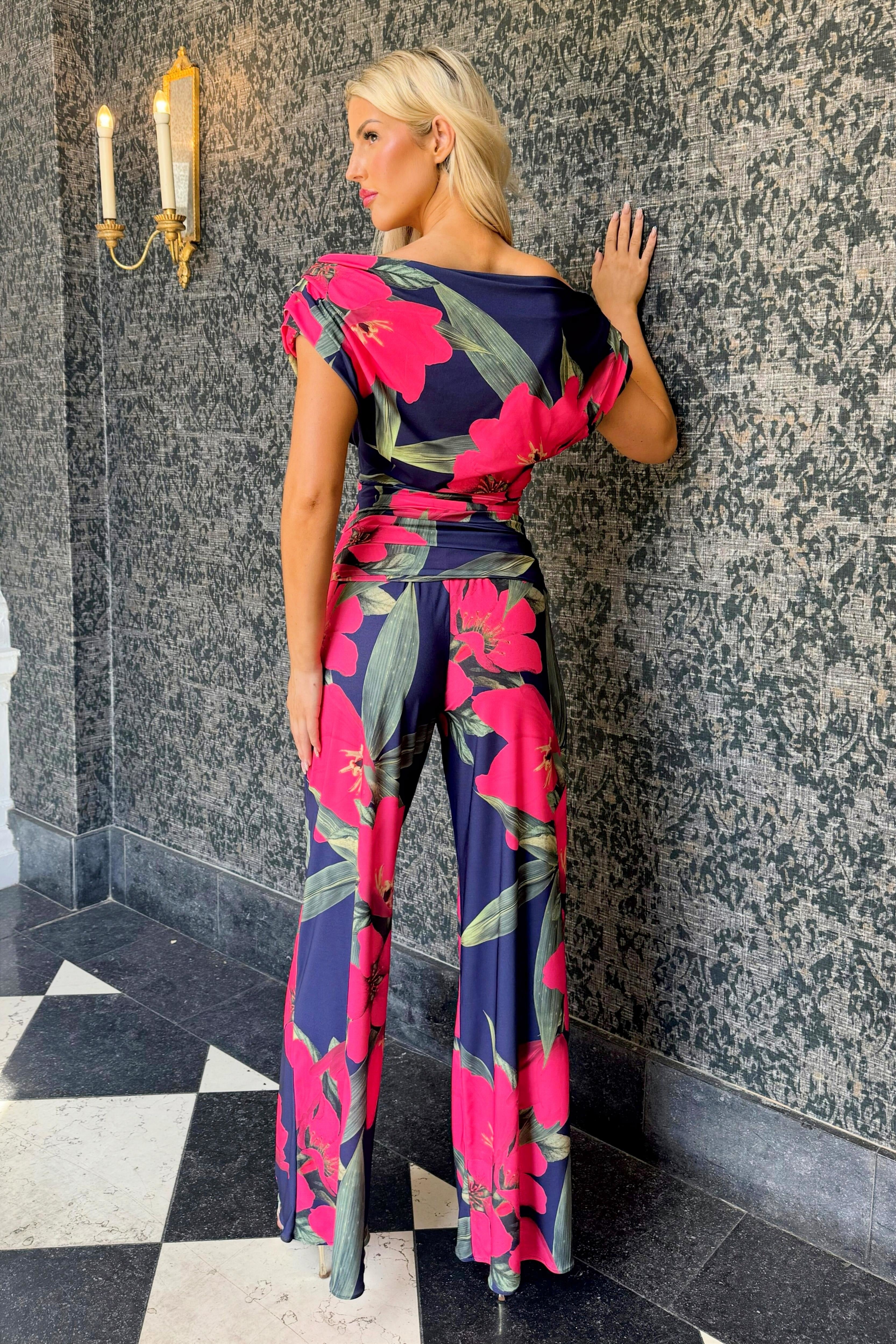 Atom Label Fuchsia Lily Print D3 Ss26 Carbon Jumpsuit
