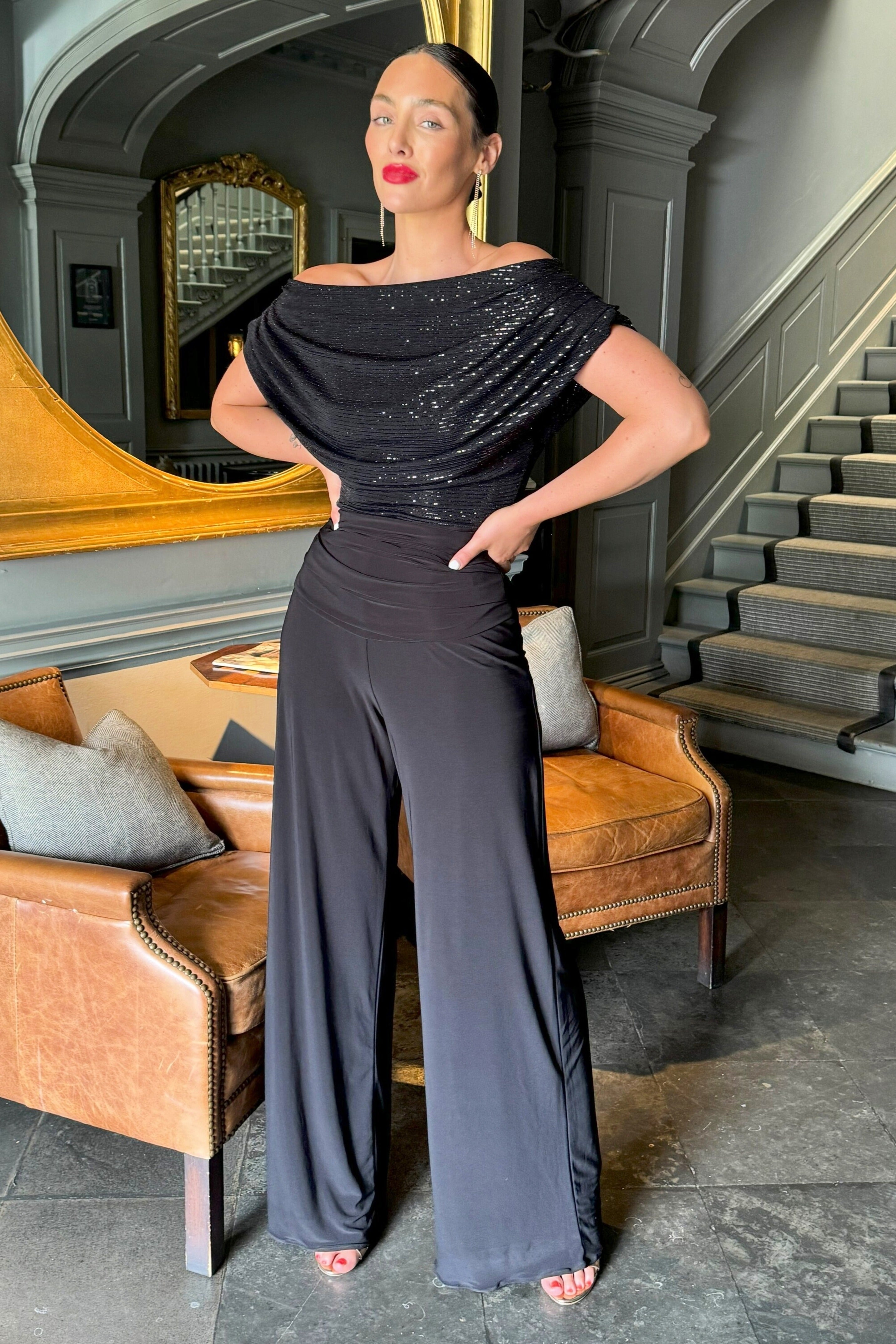 Atom Label Black Carbon Sparkle jumpsuit