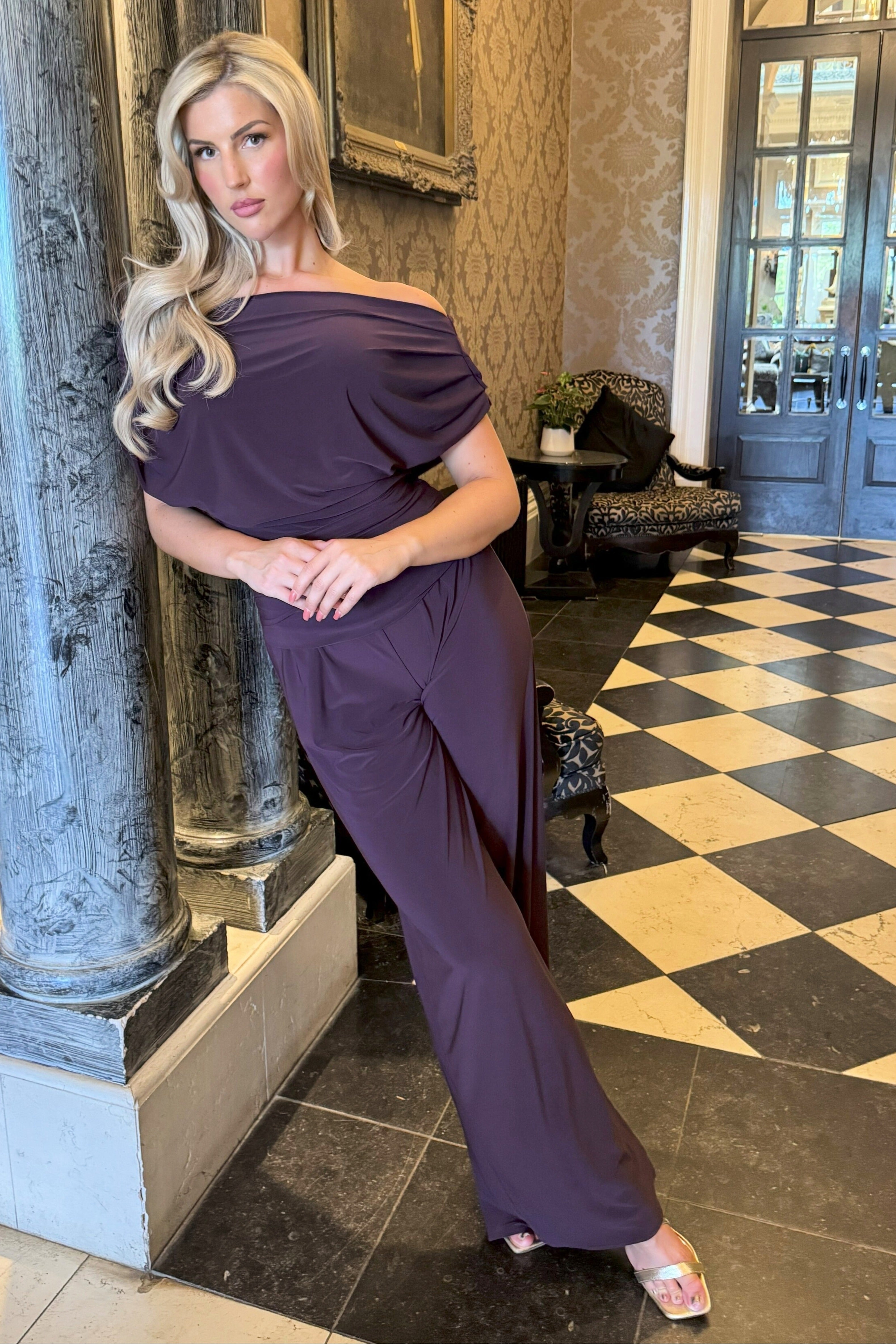 Atom Label Blackcurrant Carbon Jumpsuit