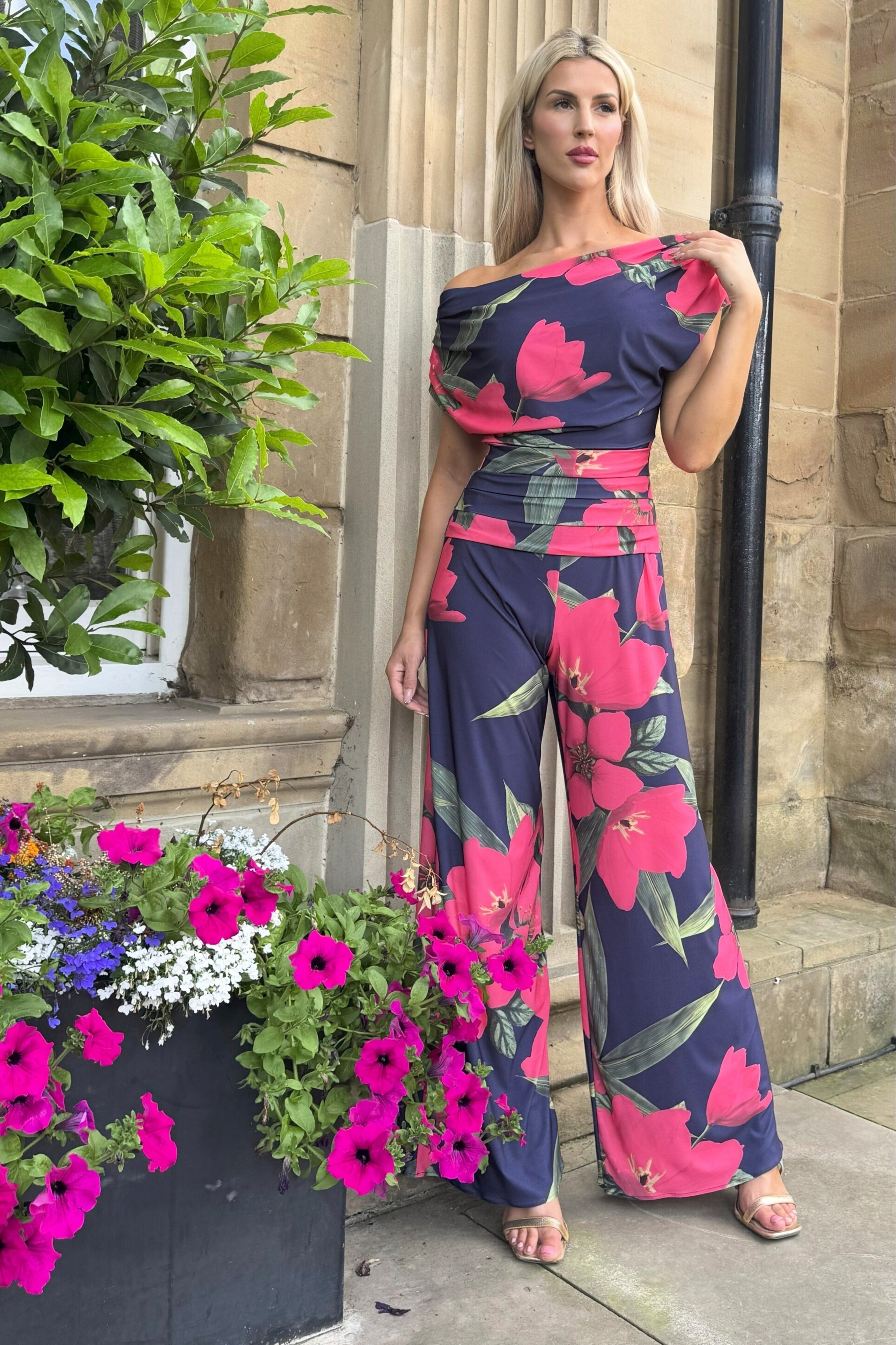 Atom Label Fuchsia Lily Print D3 Ss26 Carbon Jumpsuit