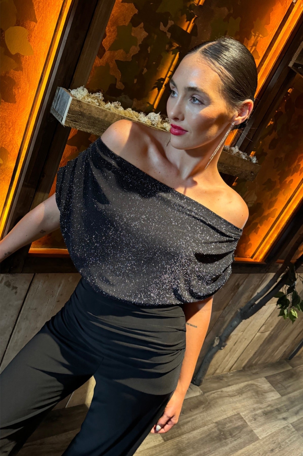 Atom Label Black & Silver Carbon Sparkle Jumpsuit