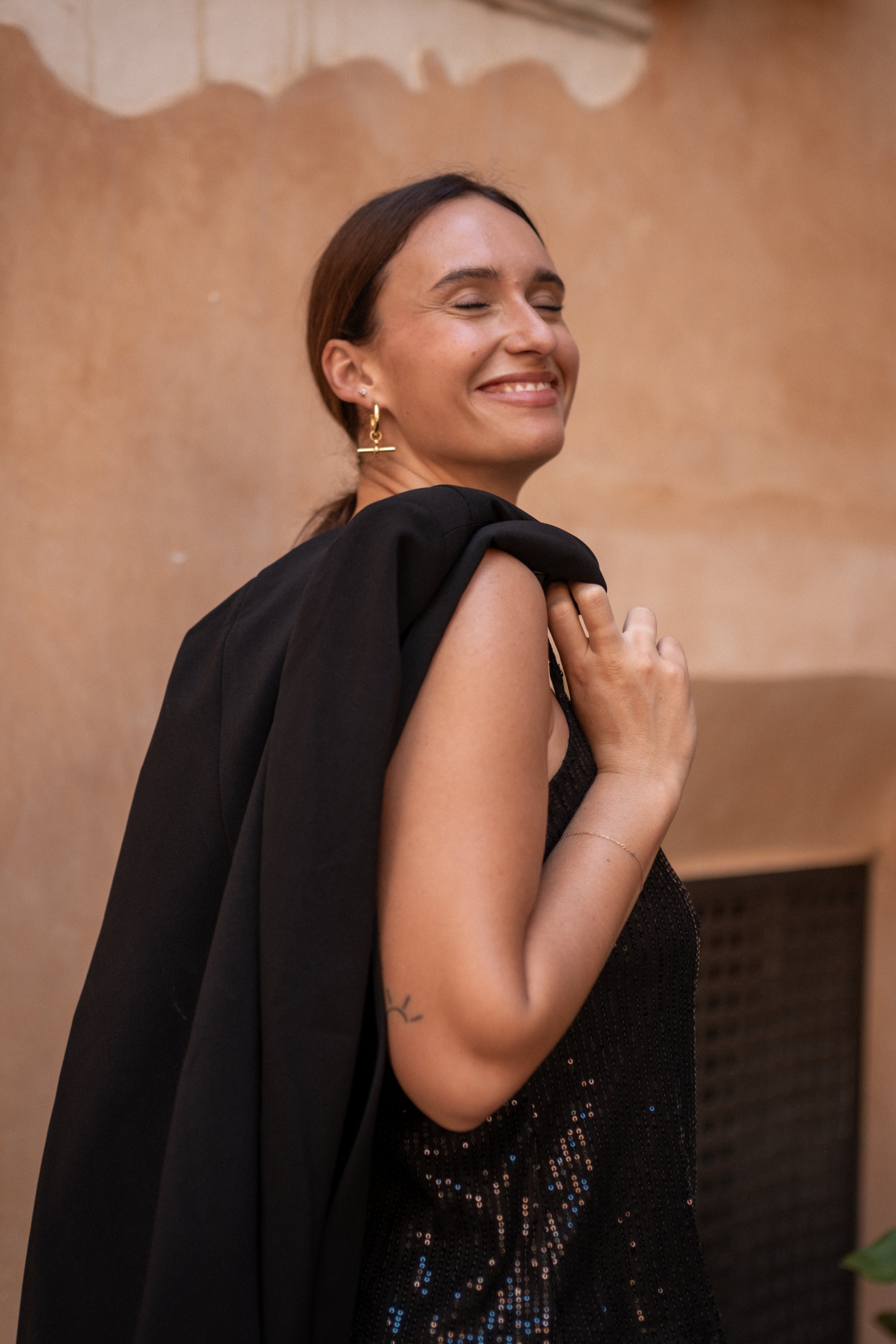 Gini London Black Tailored Cape with Leopard Print Lining