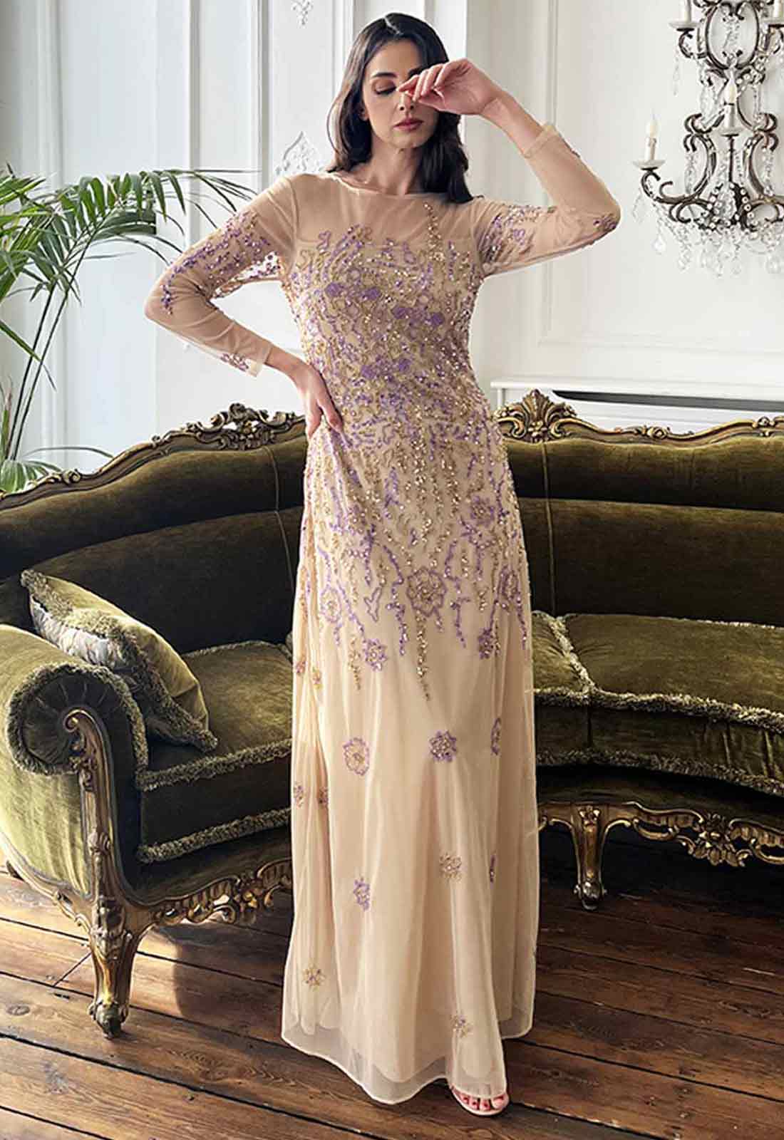 Raishma Couture Lilace Darla Beaded Maxi Dress