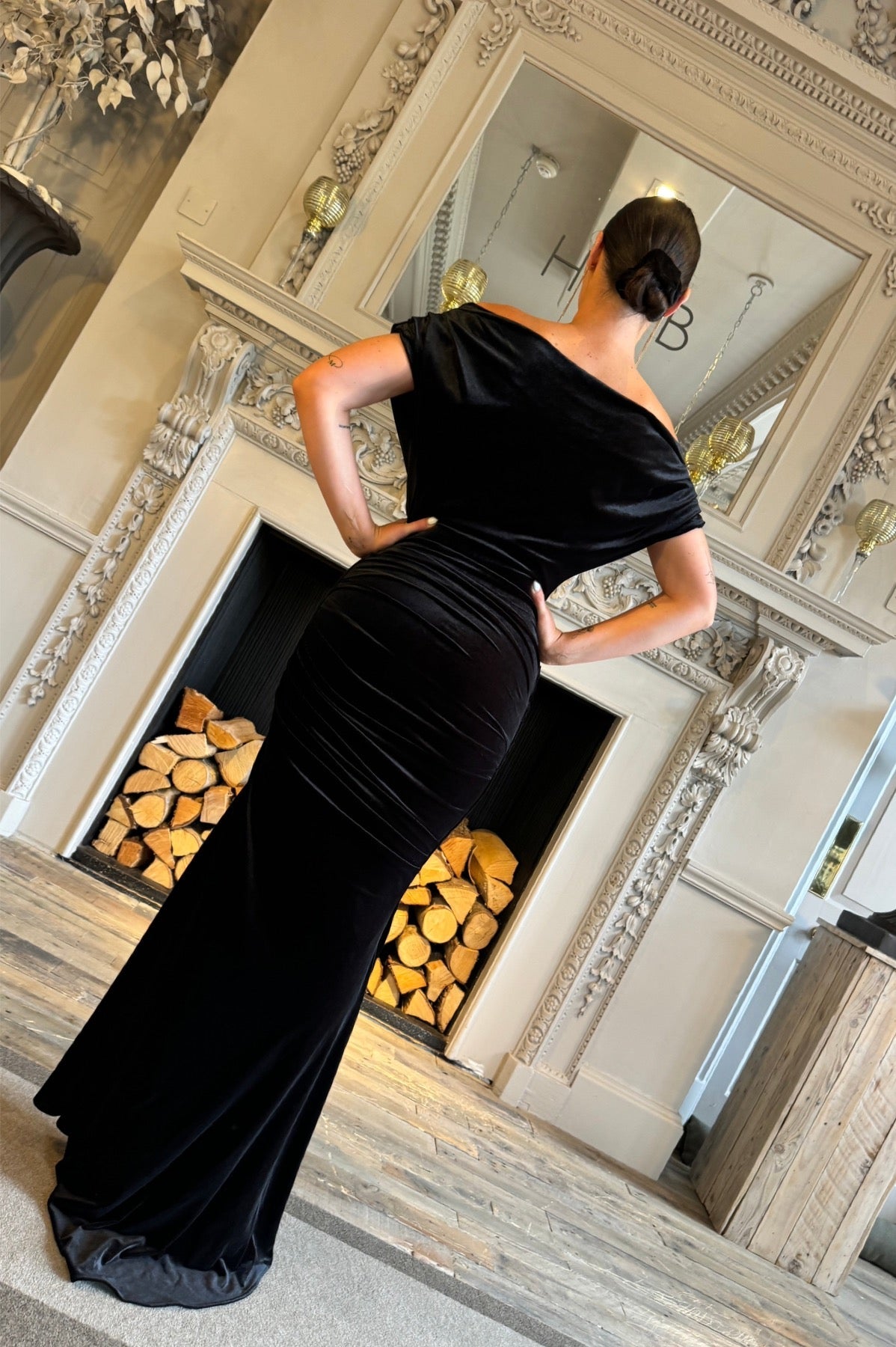 Atom Label Black Platinum Maxi Gown