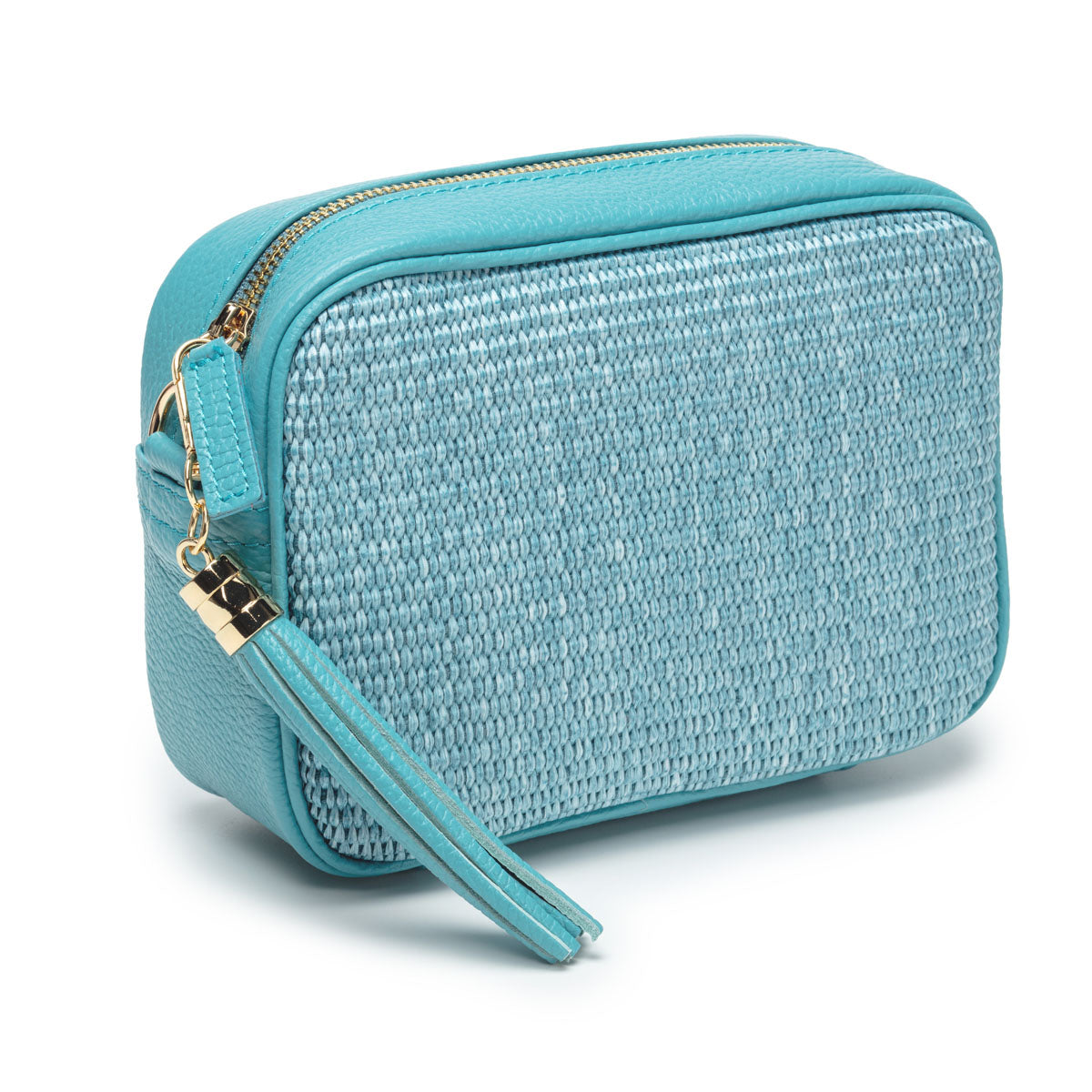 Elie Beaumont Raffia Crossbody Aqua
