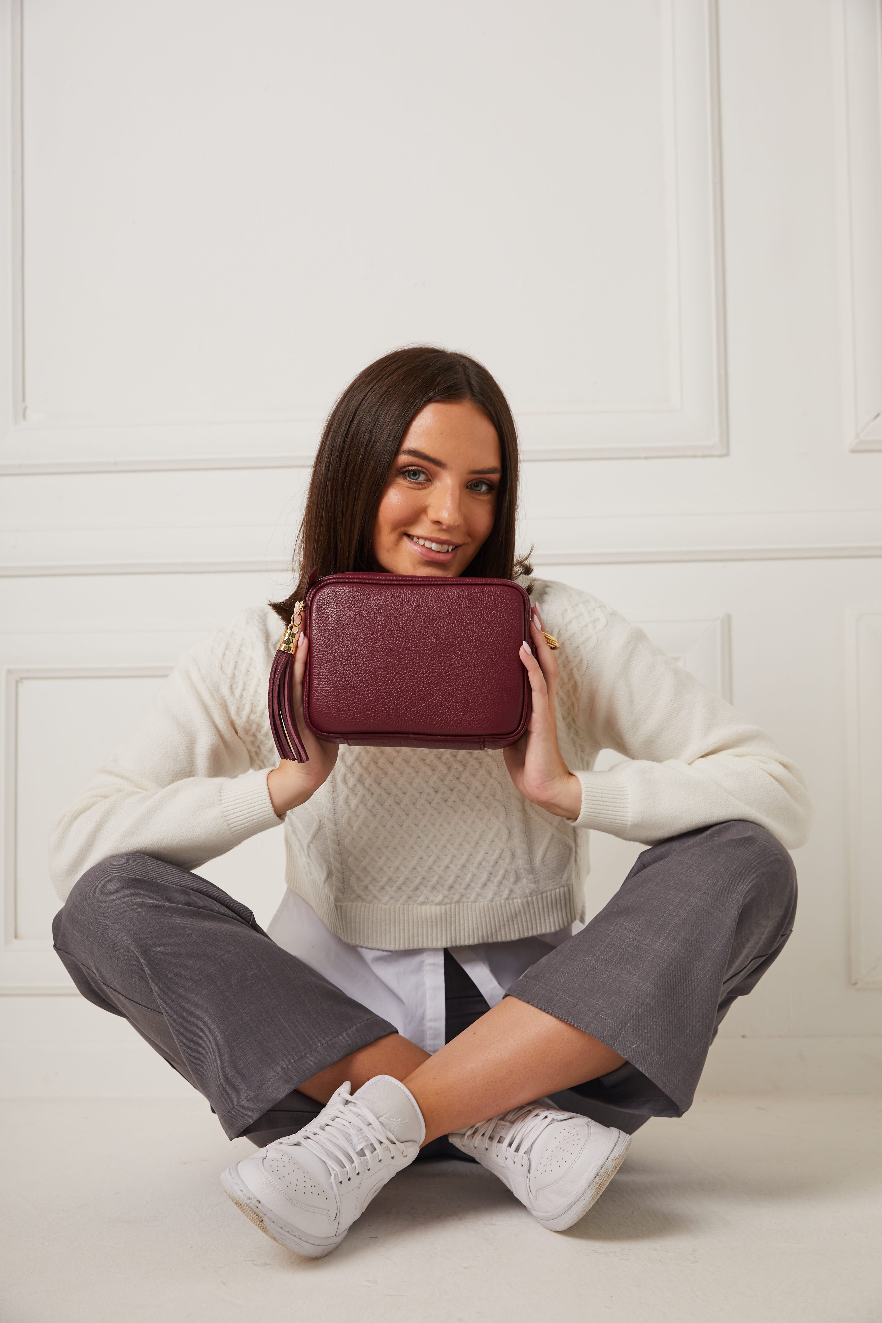 Elie Beaumont Crossbody Tassel Wine