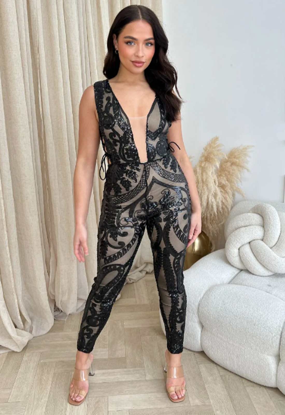 Nazz Collection Black Epic Sequin Jumpsuit