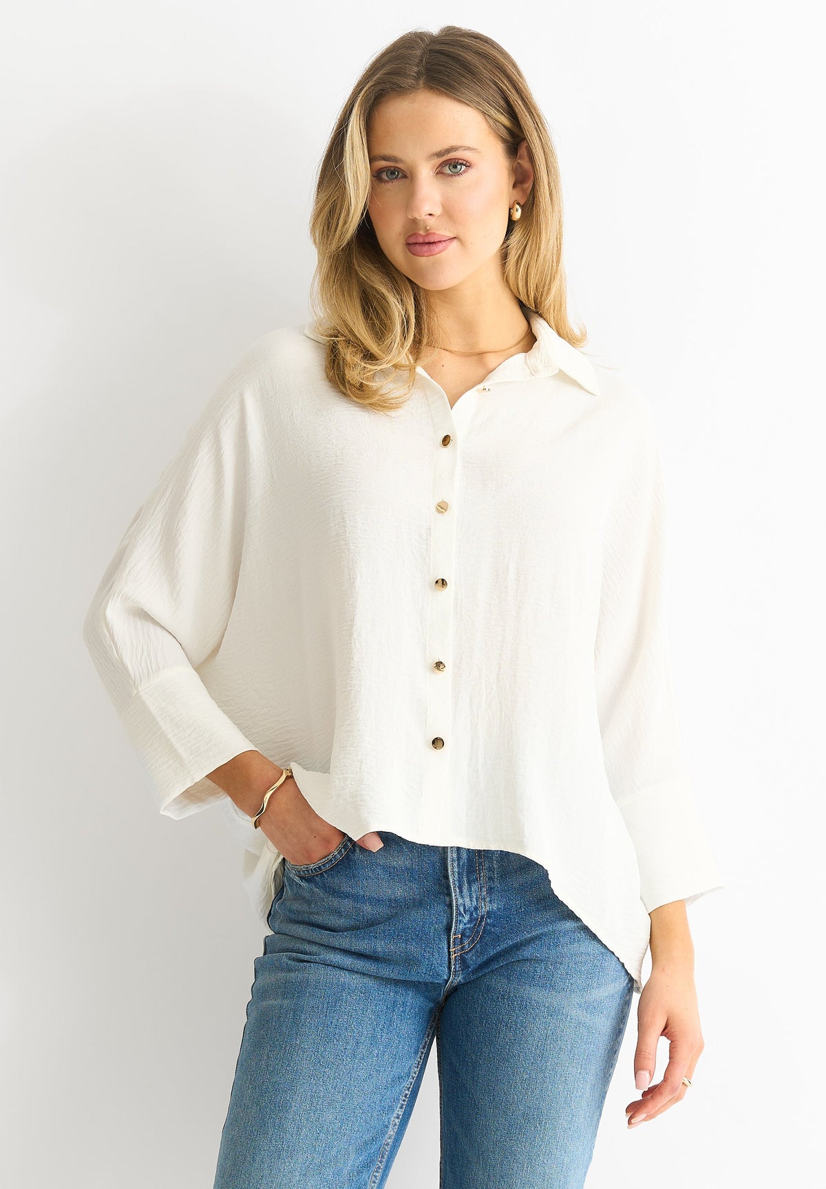 Gini London White Kimono Oversized Blouse