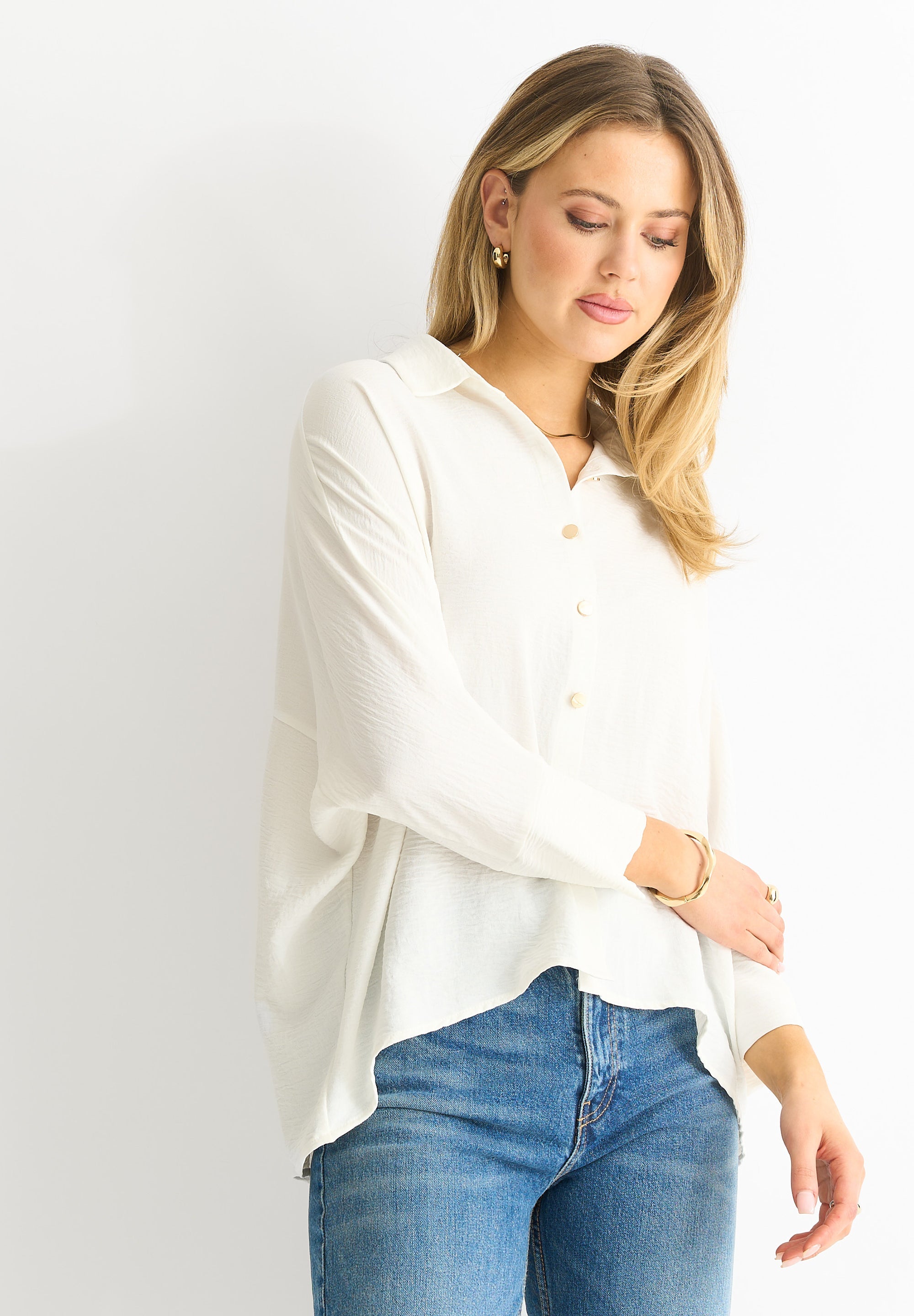 Gini London White Kimono Oversized Blouse