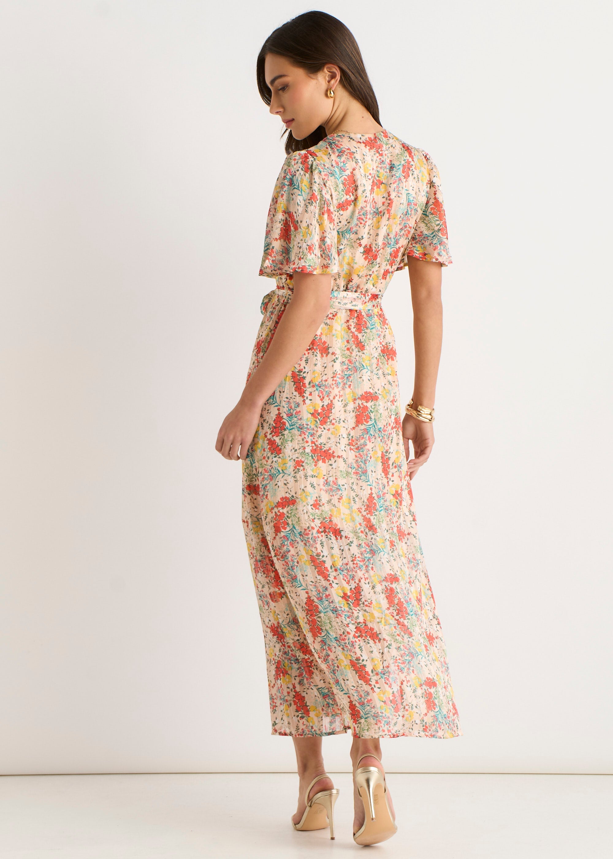 Gini London Gini London Multi Floral Jacquard Chiffon Midi Dress