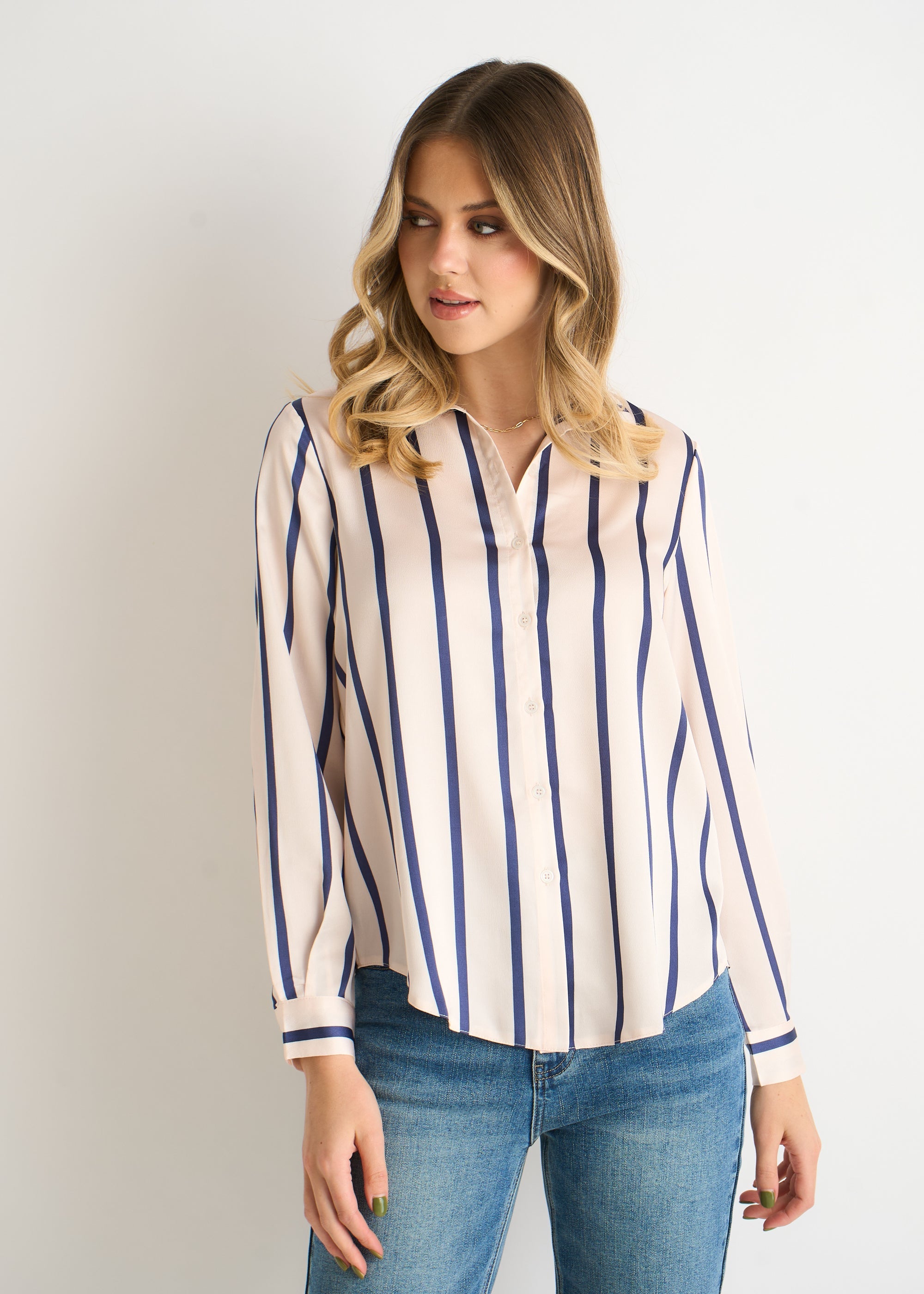 Gini London Navy Stripe Loose Fit Shirt