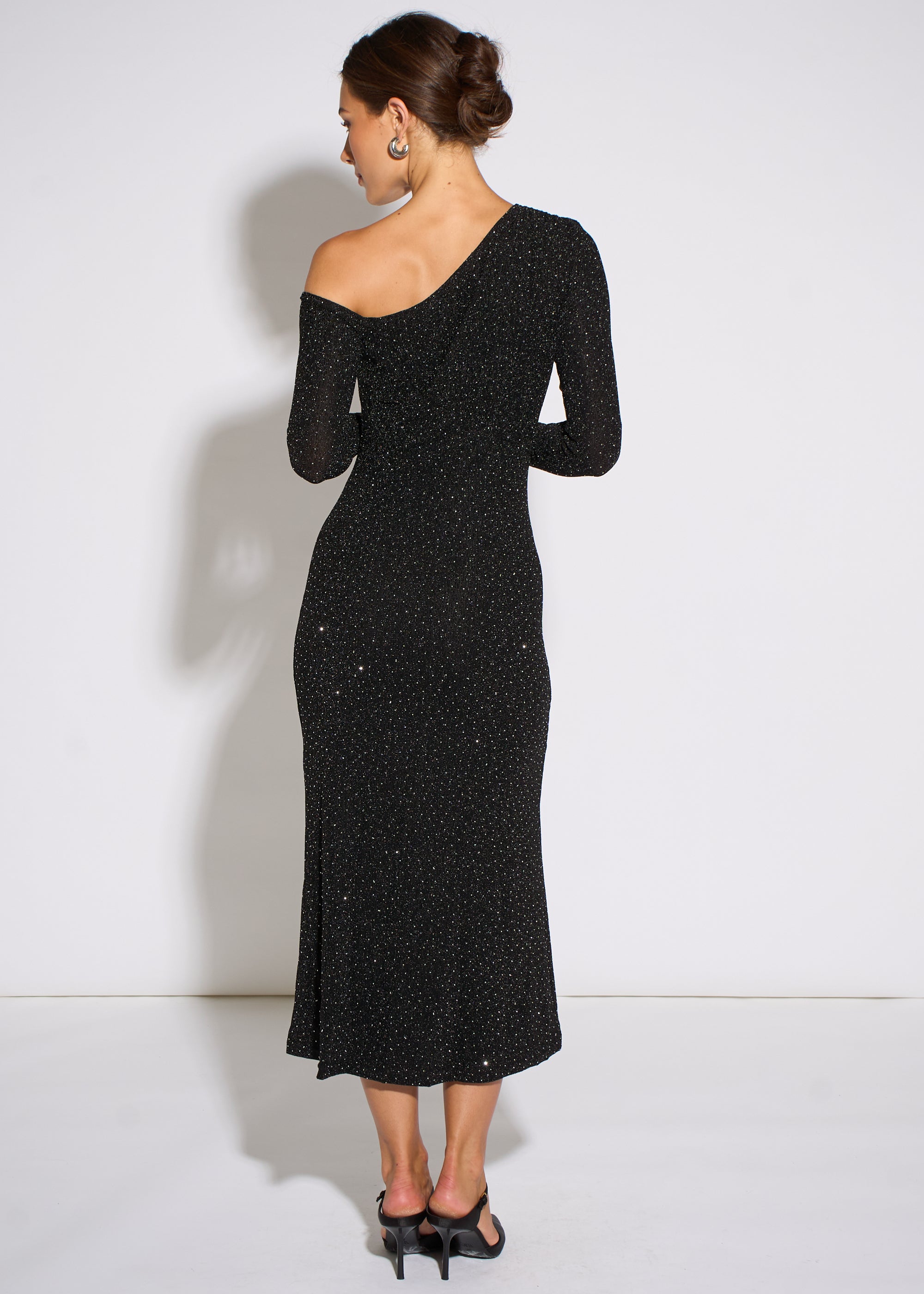 Gini London Black Hot Fix Studded Jersey Midi Dress