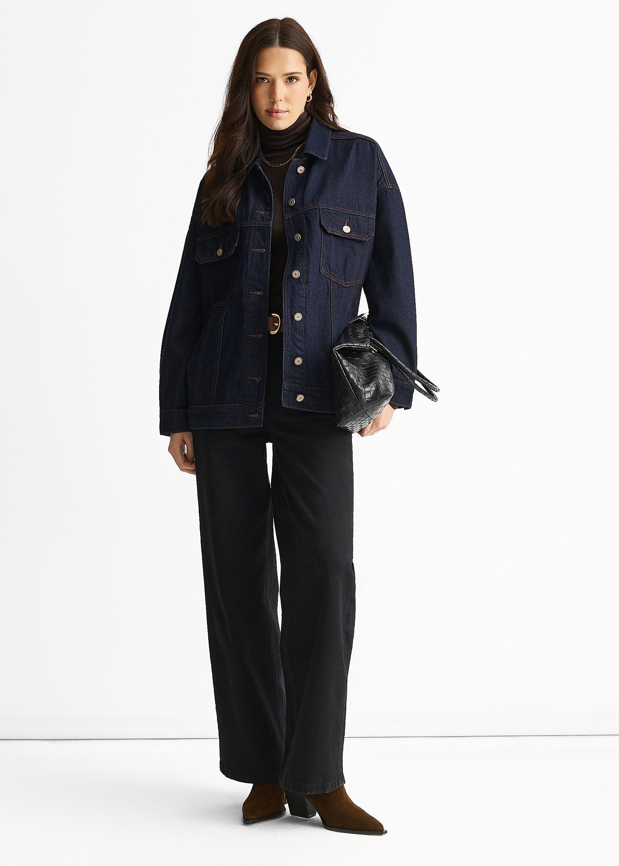 Gini London Dark Indigo Denim Trucker Jacket