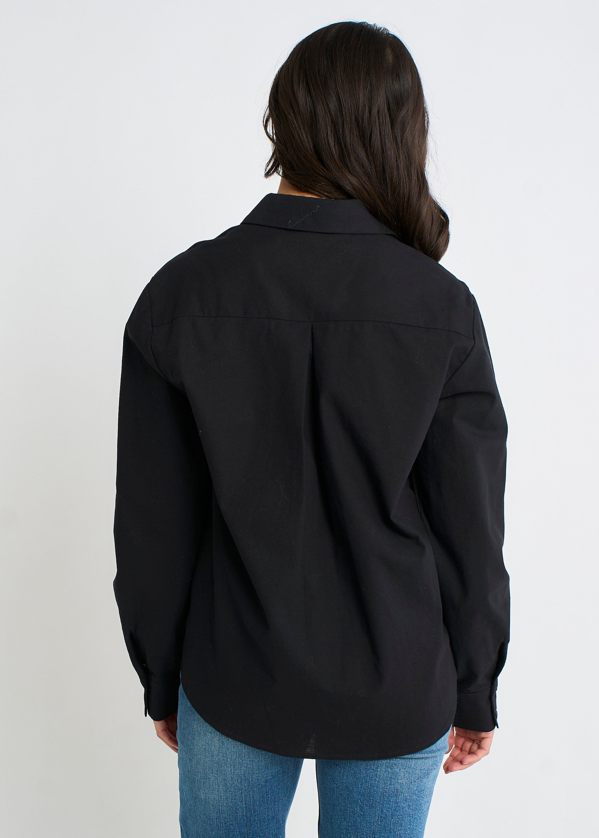 Gini London Black Linen Mix Button Through Shirt