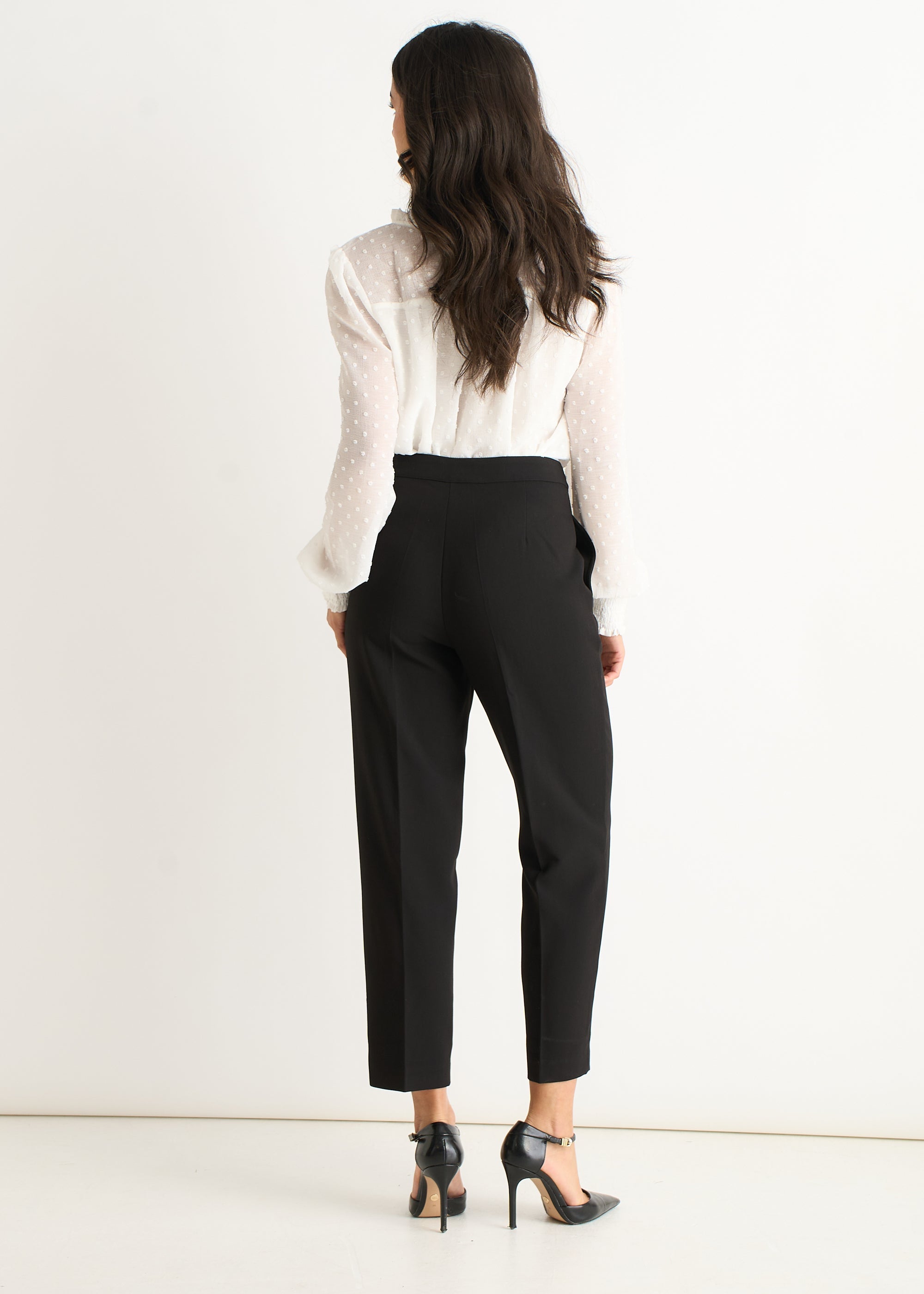 Gini London Black Ankle Grazer Cigarette Tailored Trousers