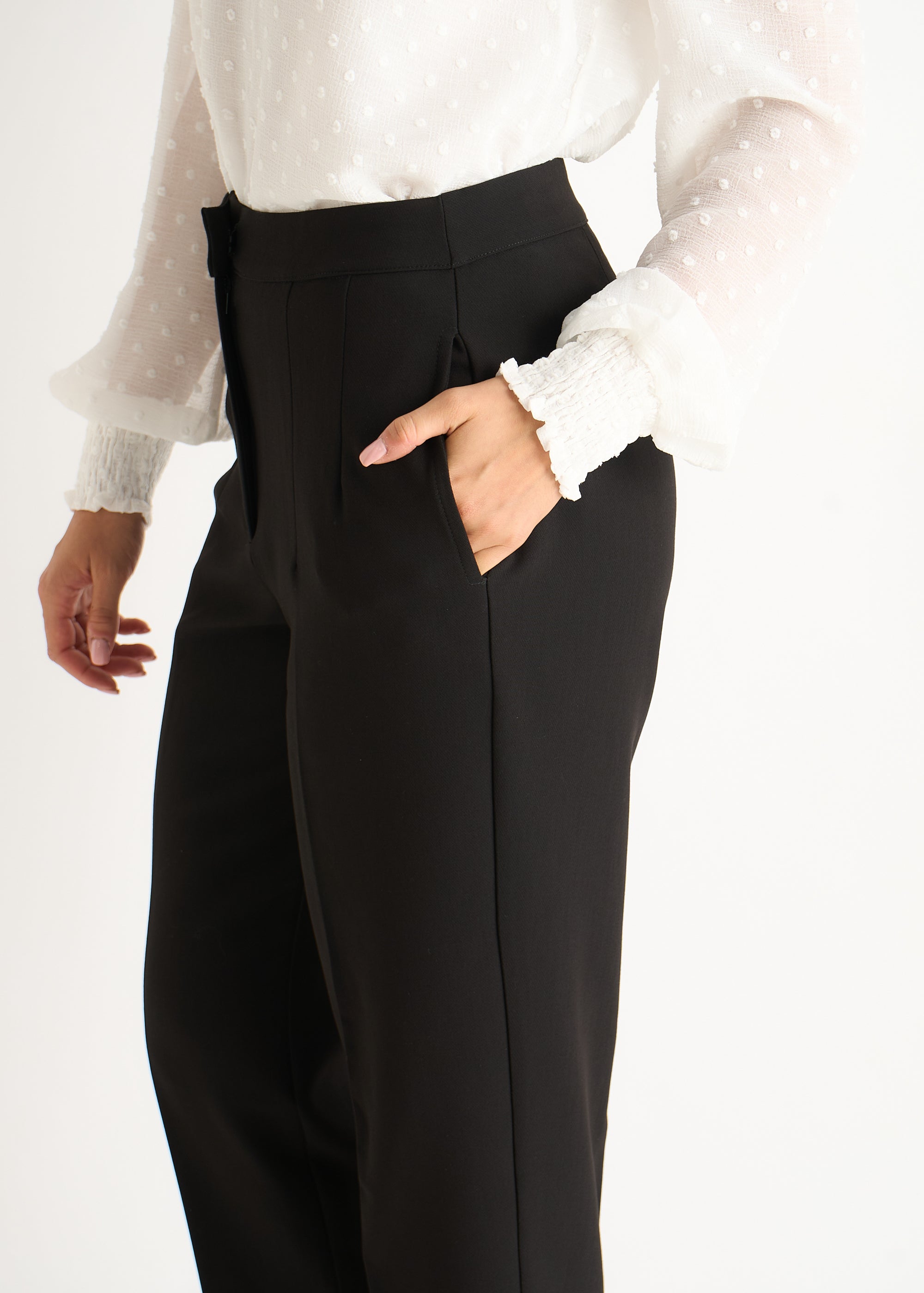 Black Ankle Grazer Cigarette Tailored Trousers