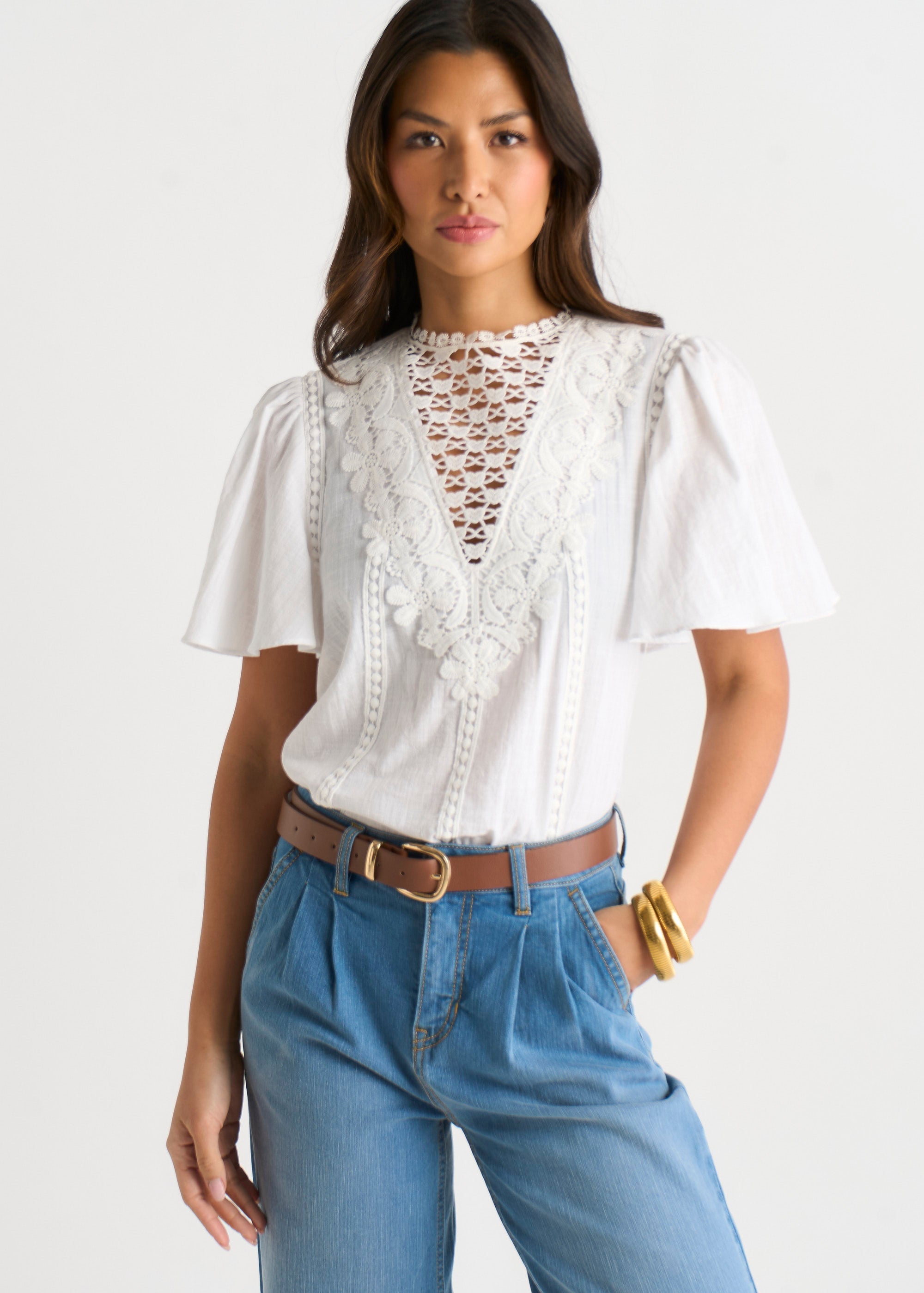Gini London Blue Pleat Wide Leg Jean