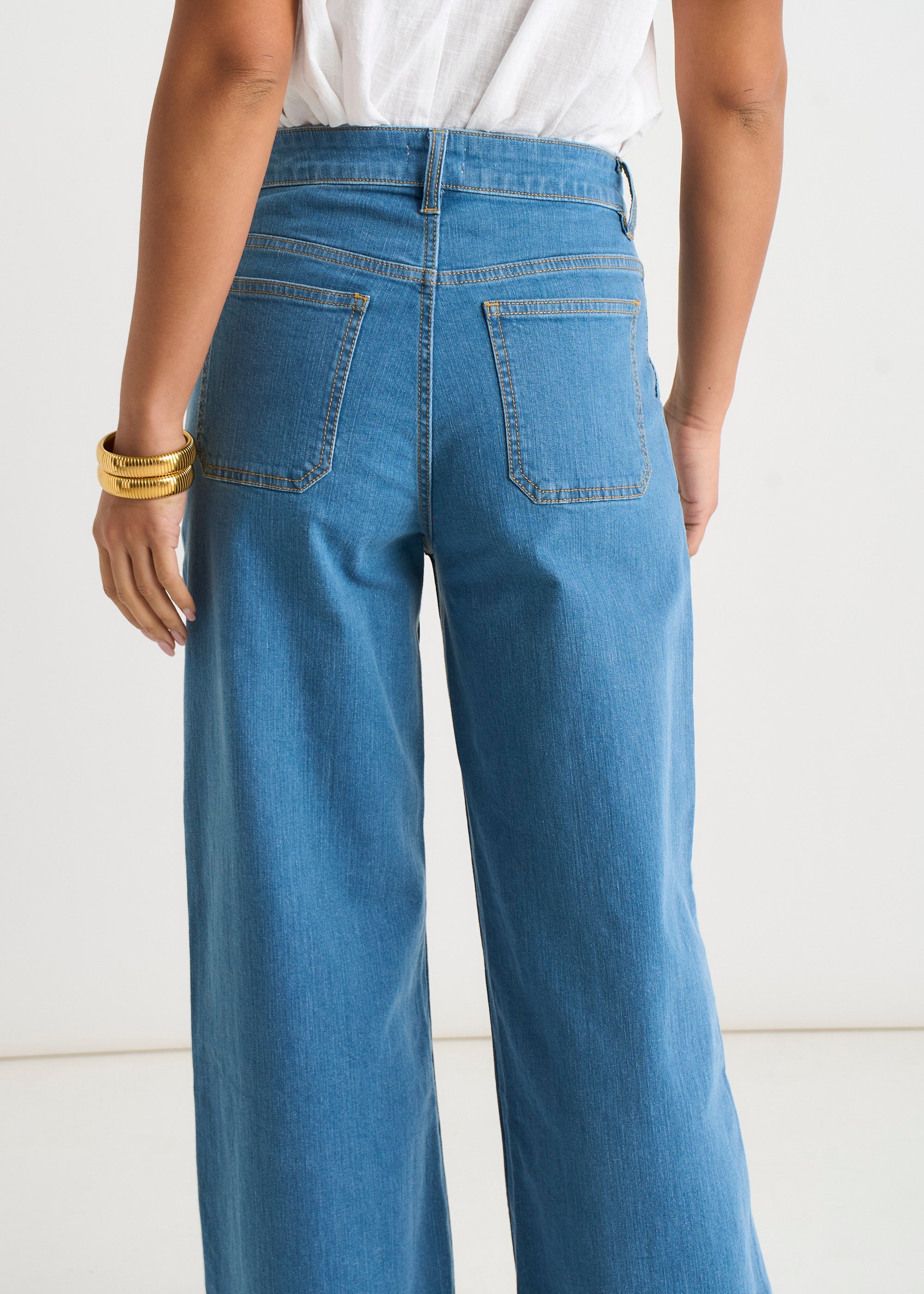 Gini London Blue Pleat Wide Leg Jean