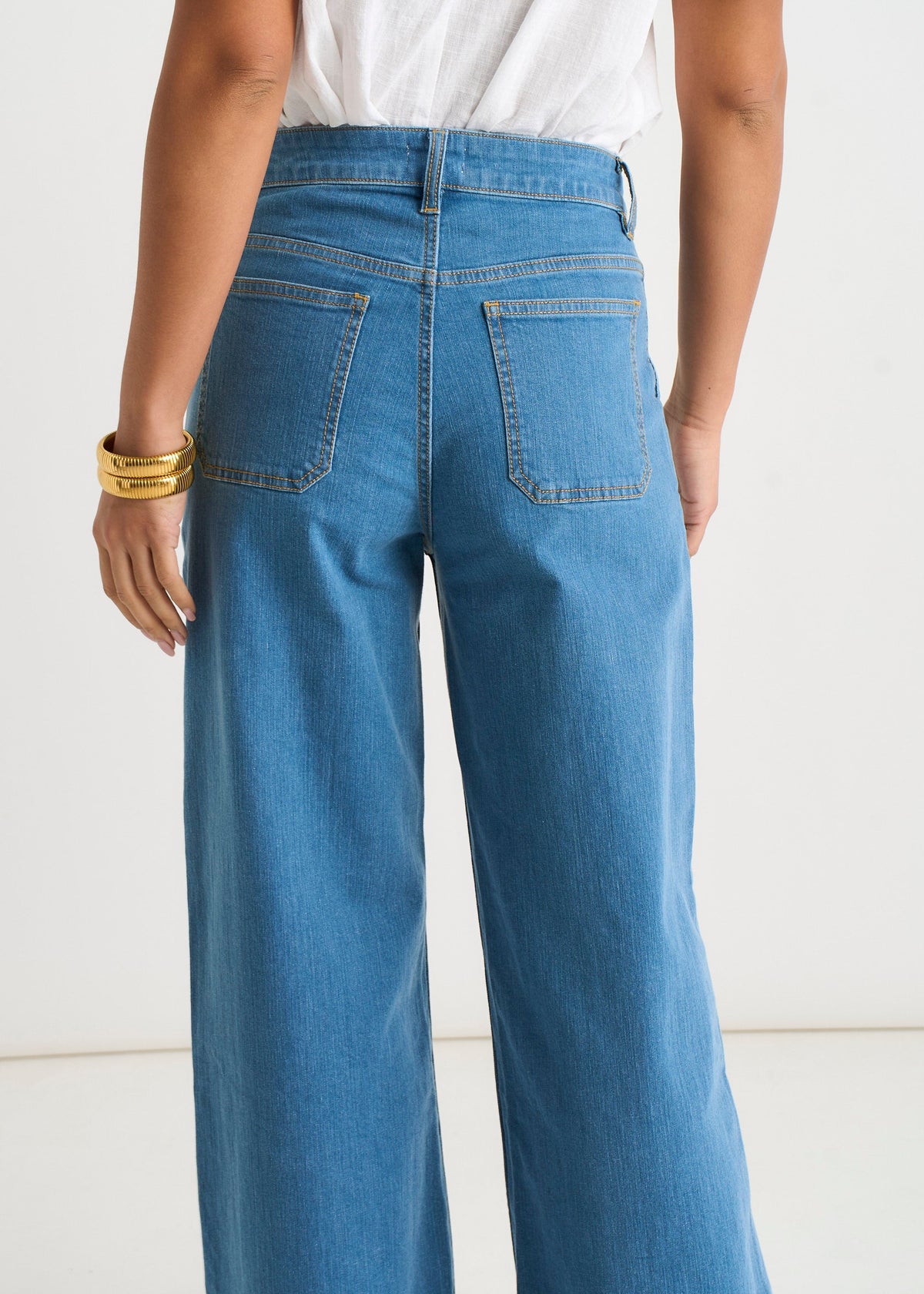 Gini London Blue Pleat Wide Leg Jean