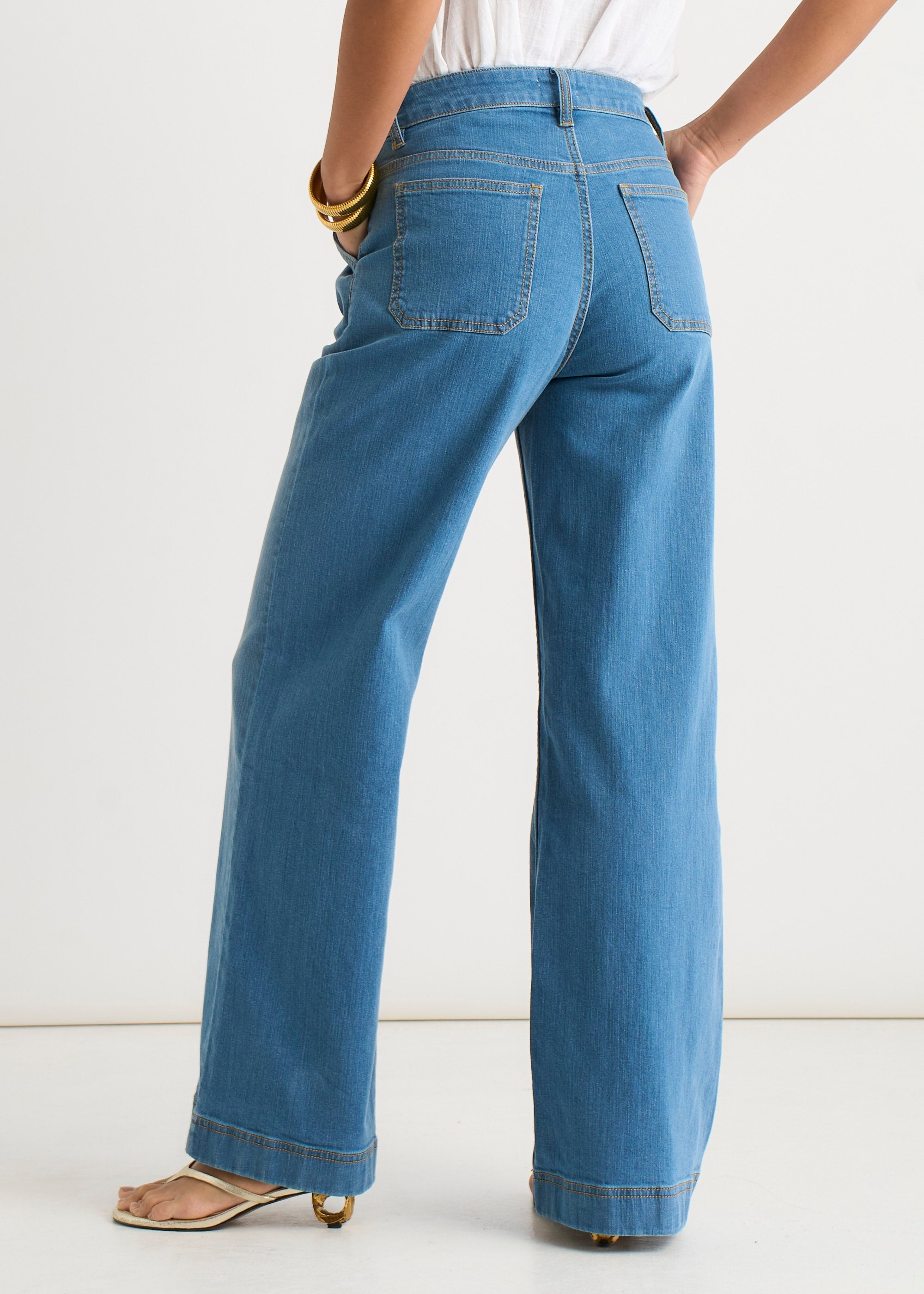 Gini London Blue Pleat Wide Leg Jean
