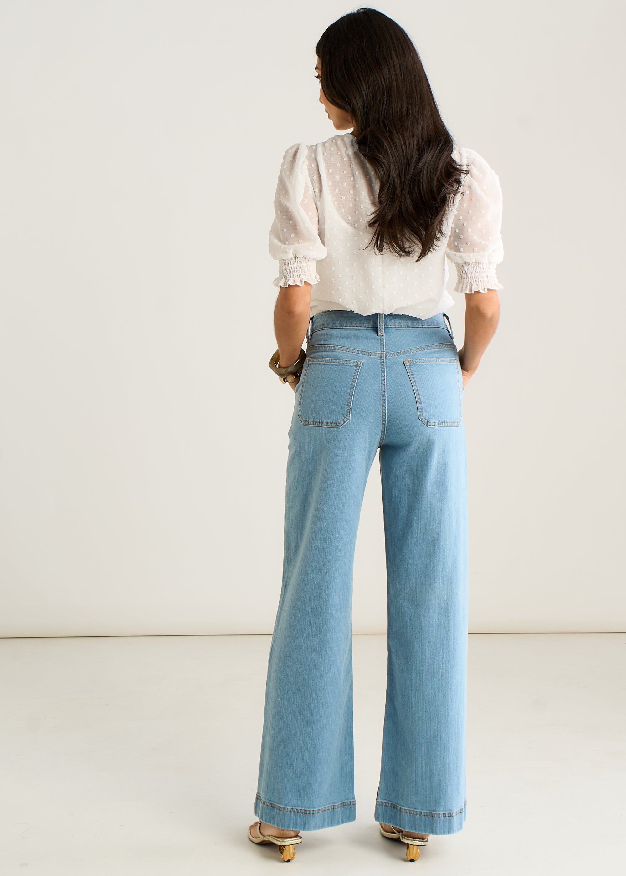 Gini London Light Blue Pleat Wide Leg Jean