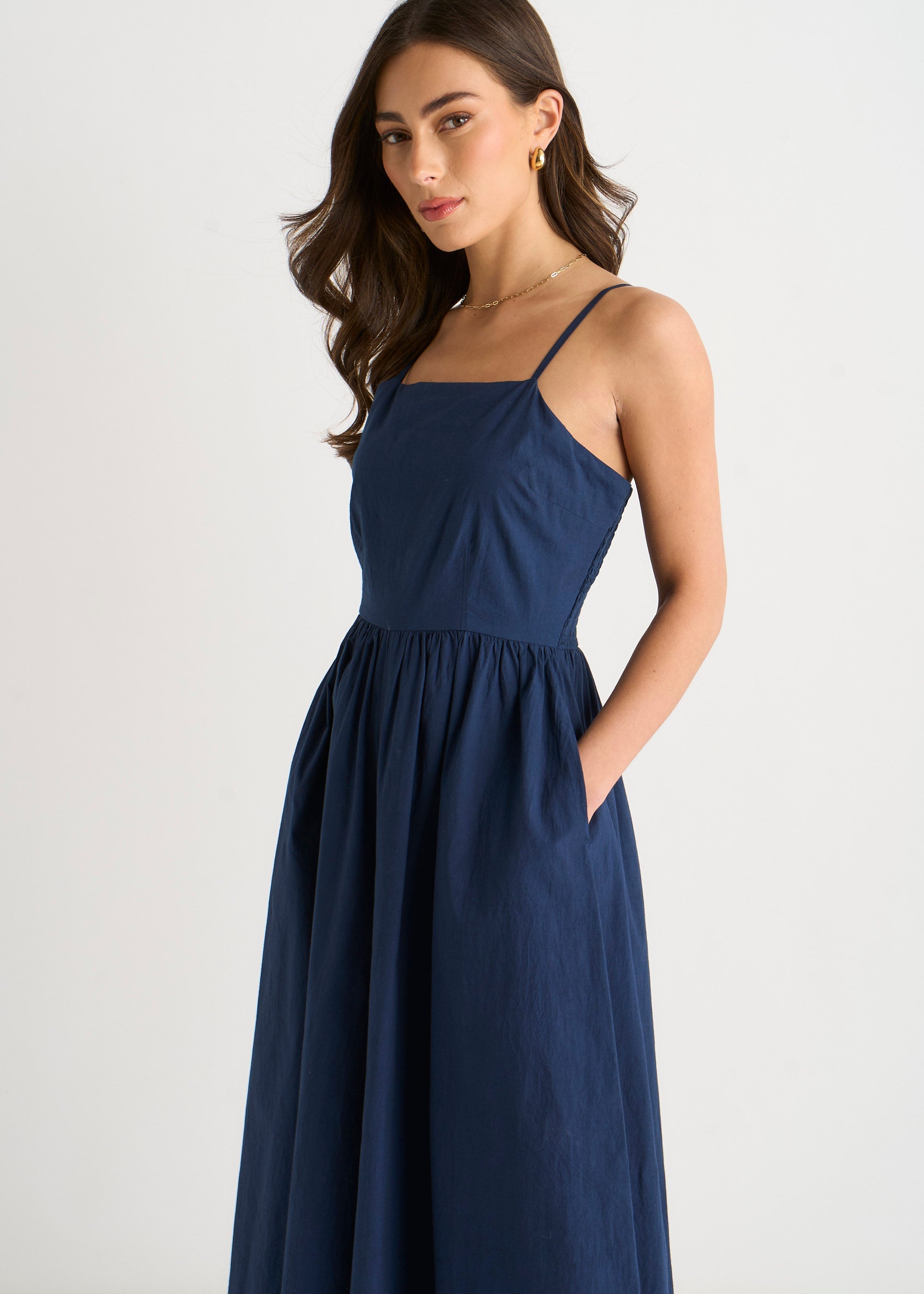 Gini London Navy Wide Leg Strappy Jumpsuit