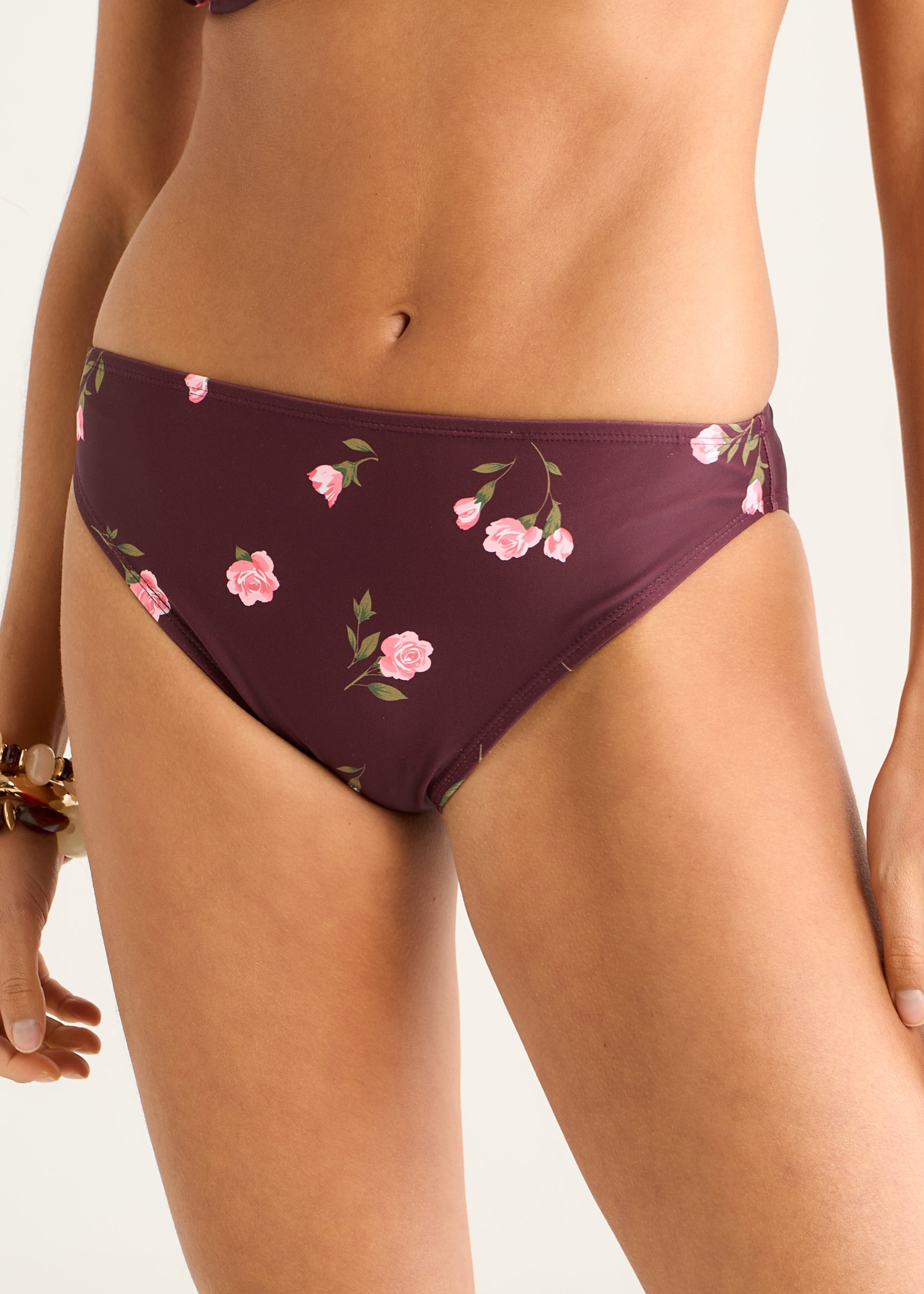 Gini London Mulberry Floral Printed Bikini Bottom