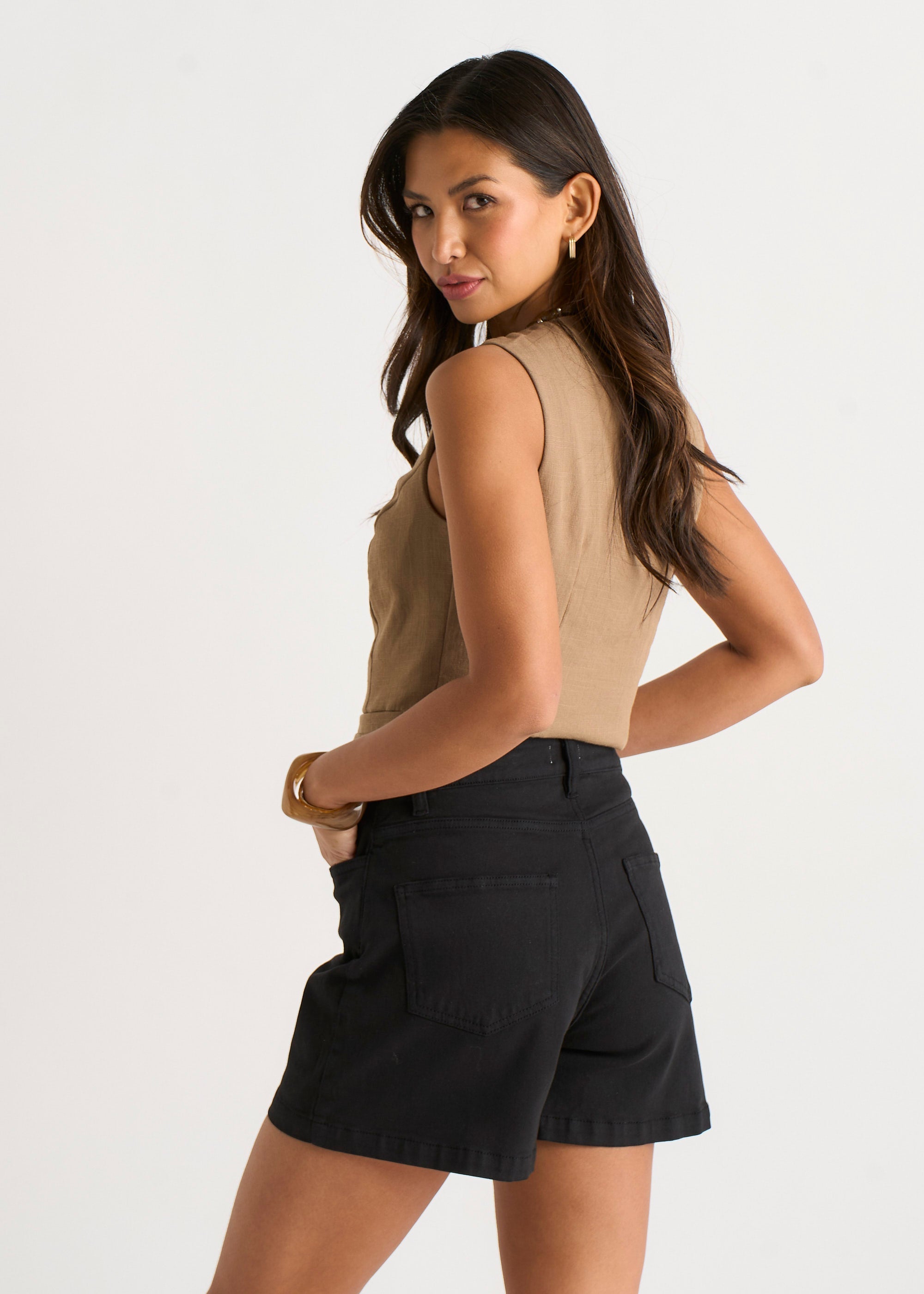 Gini London Black Denim Shorts