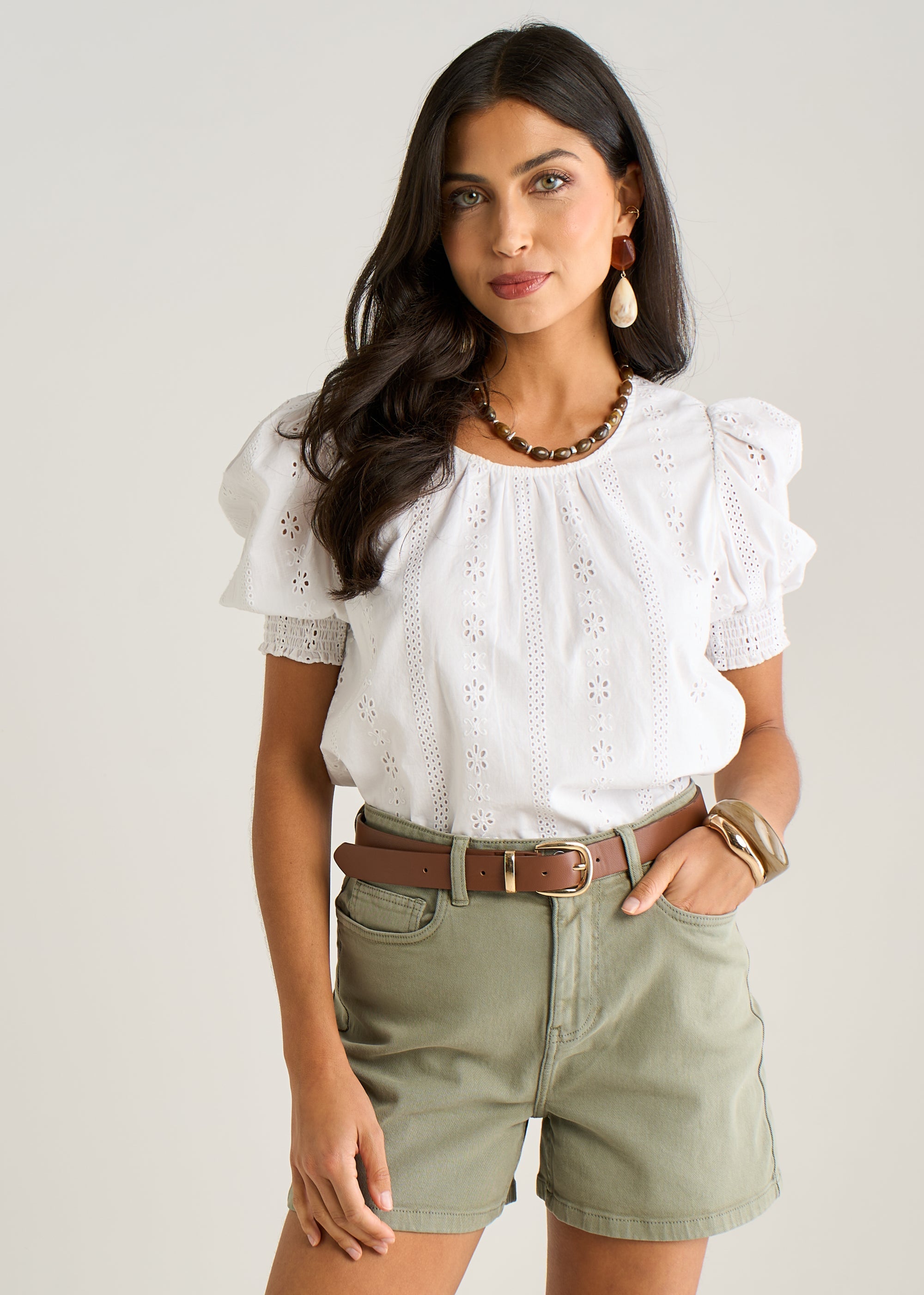 Gini London Khaki Denim Shorts
