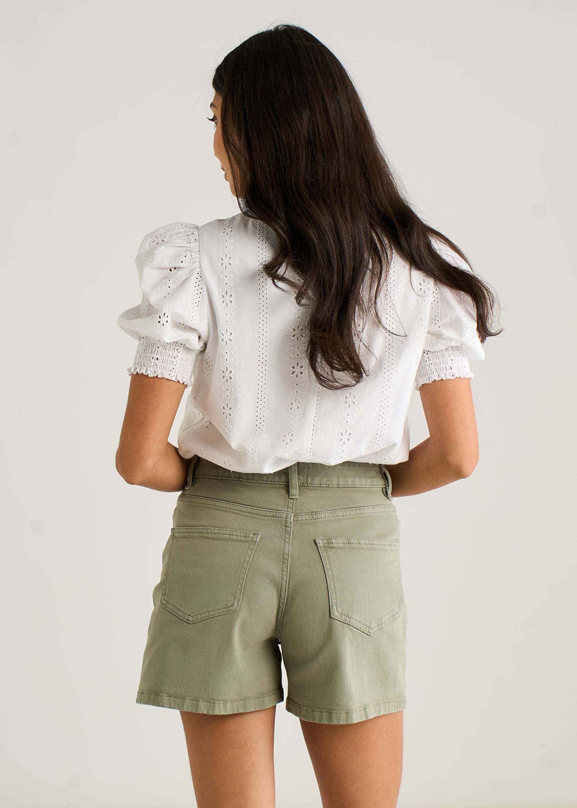 Gini London Khaki Denim Shorts