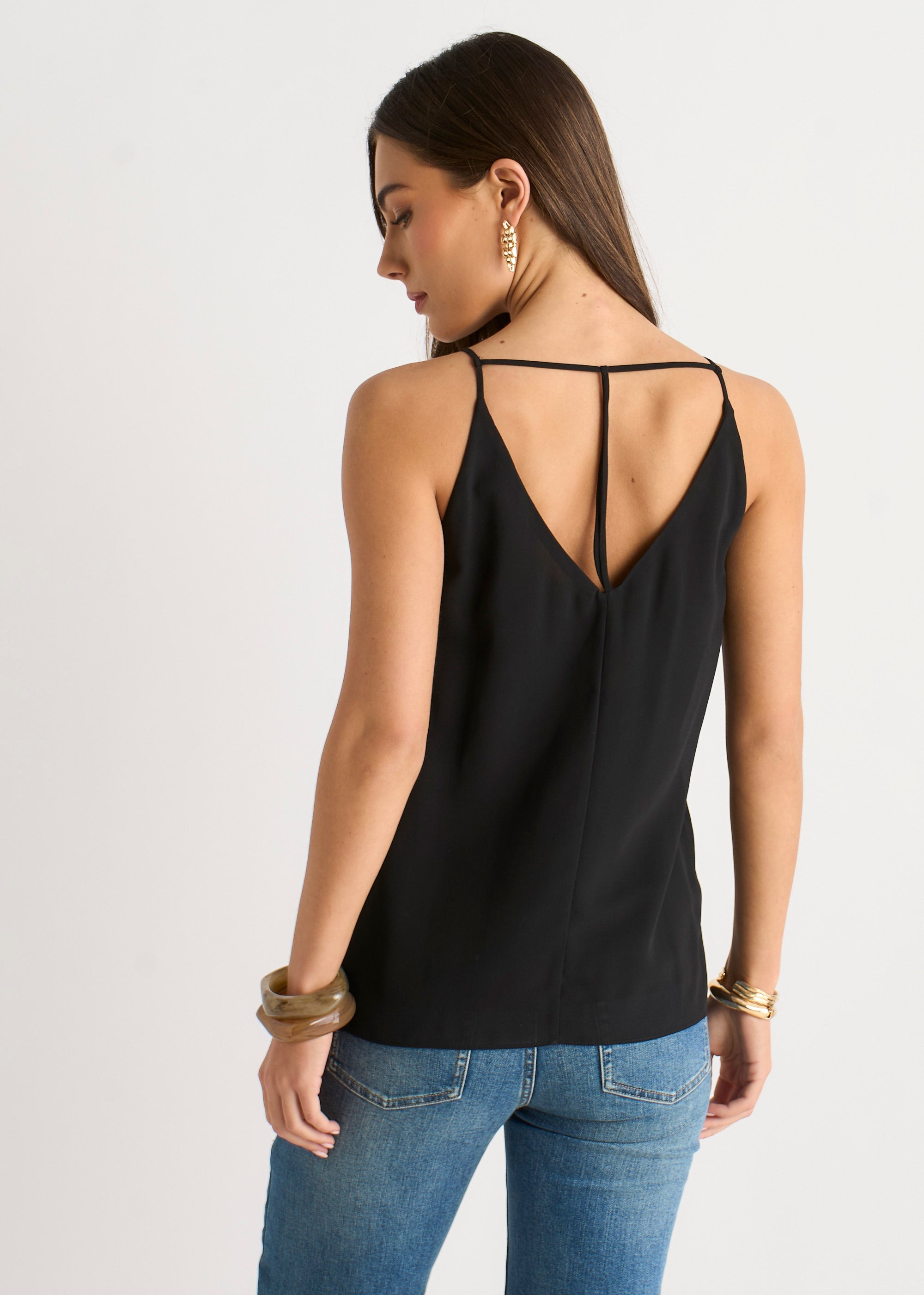 Gini London Black Plain Strappy Cami Top