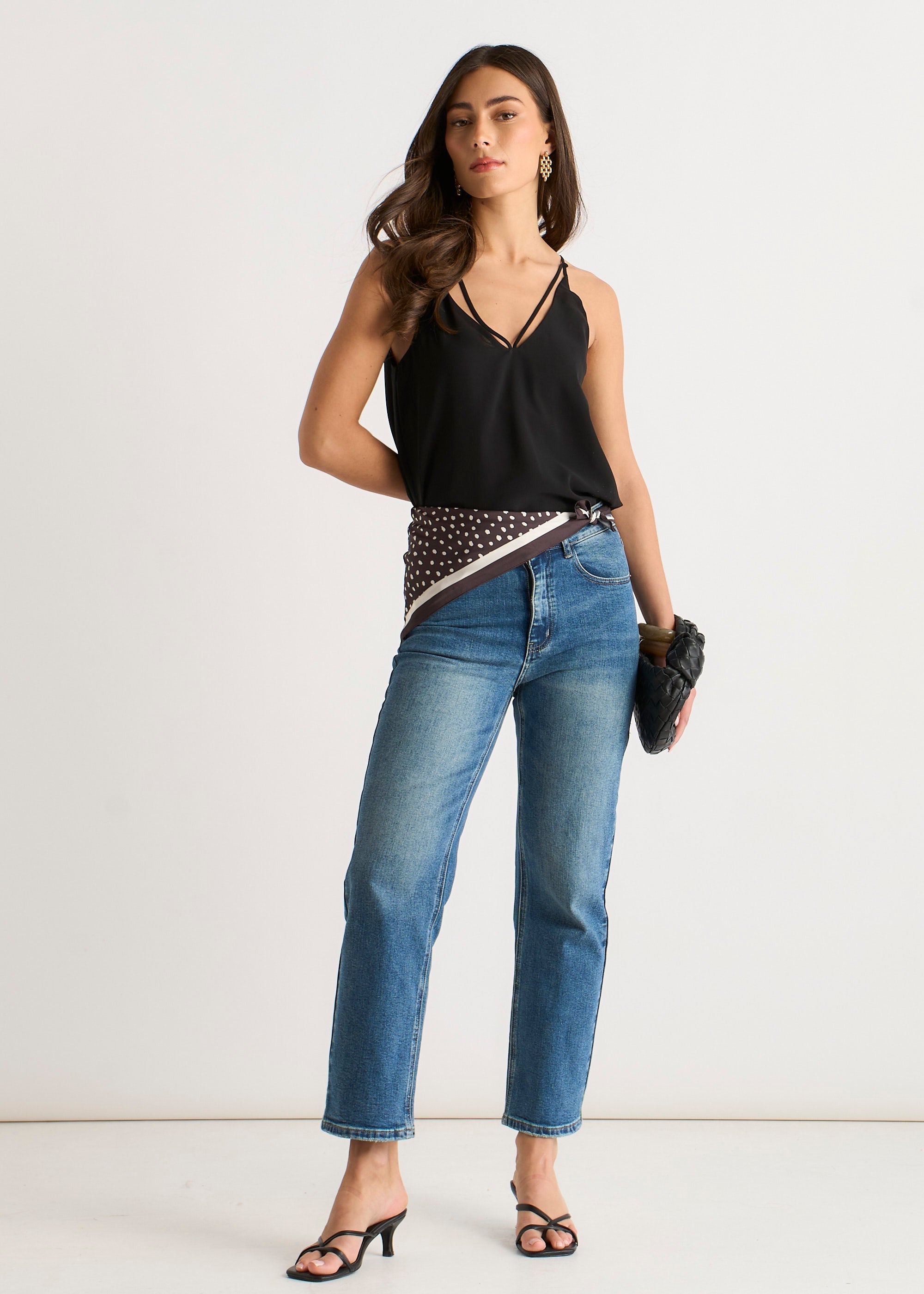Gini London Black Plain Strappy Cami Top