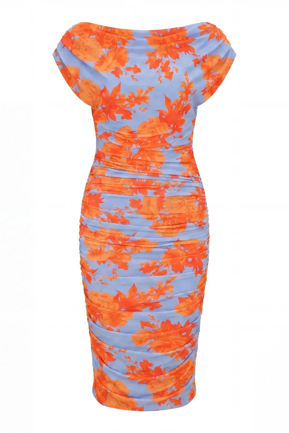 Atom Label Powder Blue & Orange Floral Oxygen Dress