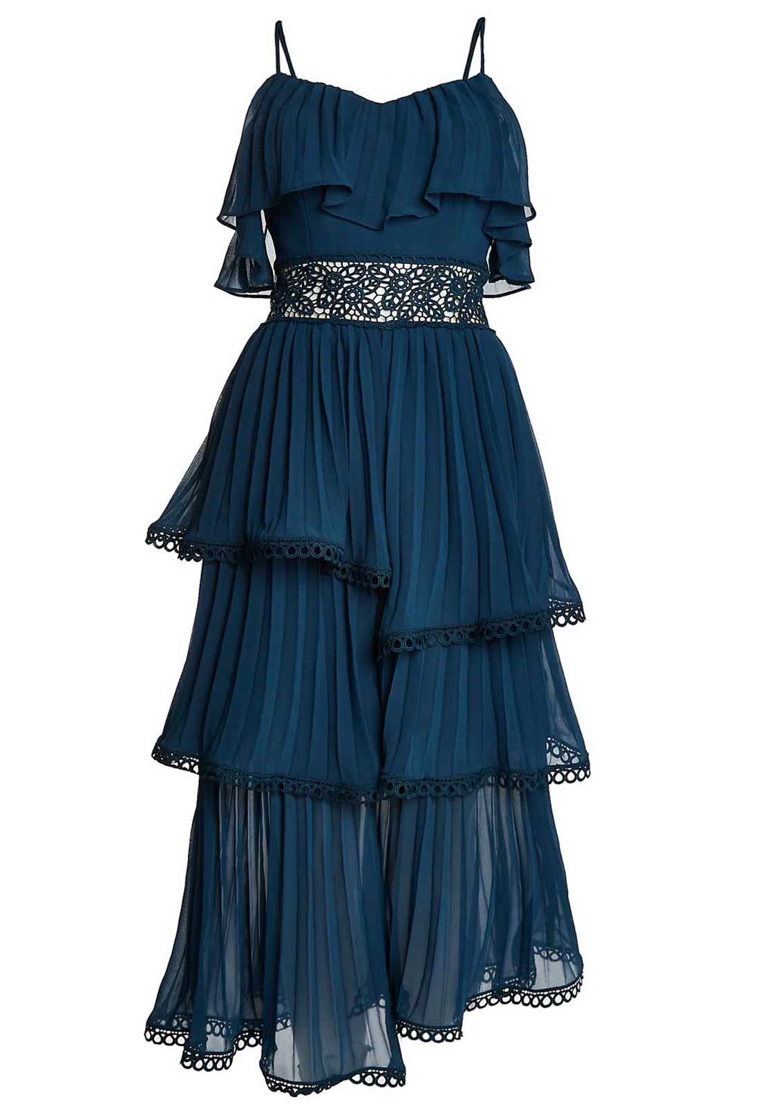True Decadence Petrol Blue Waterfall Midi Dress