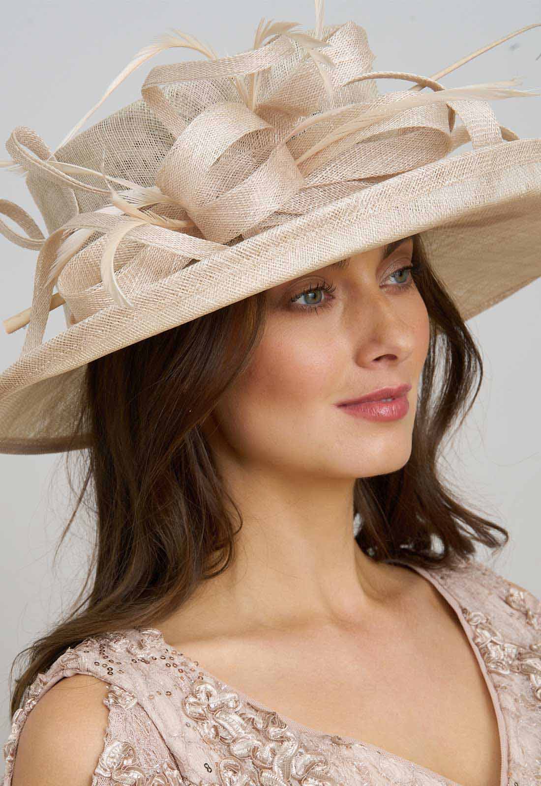 Gina Bacconi Champagne Wide Brimmed Hat