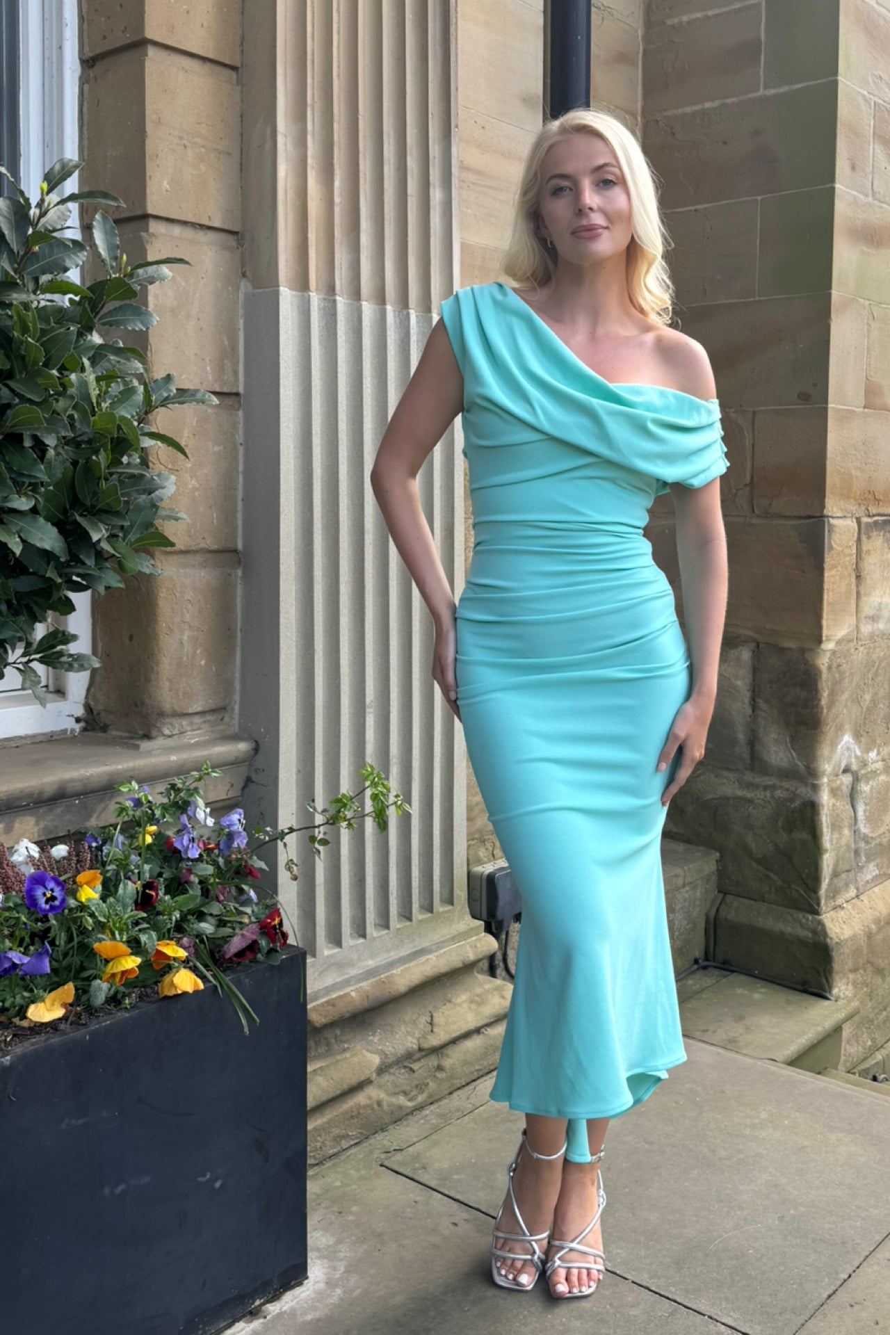 Atom Label Aqua Mercury Midi Dress