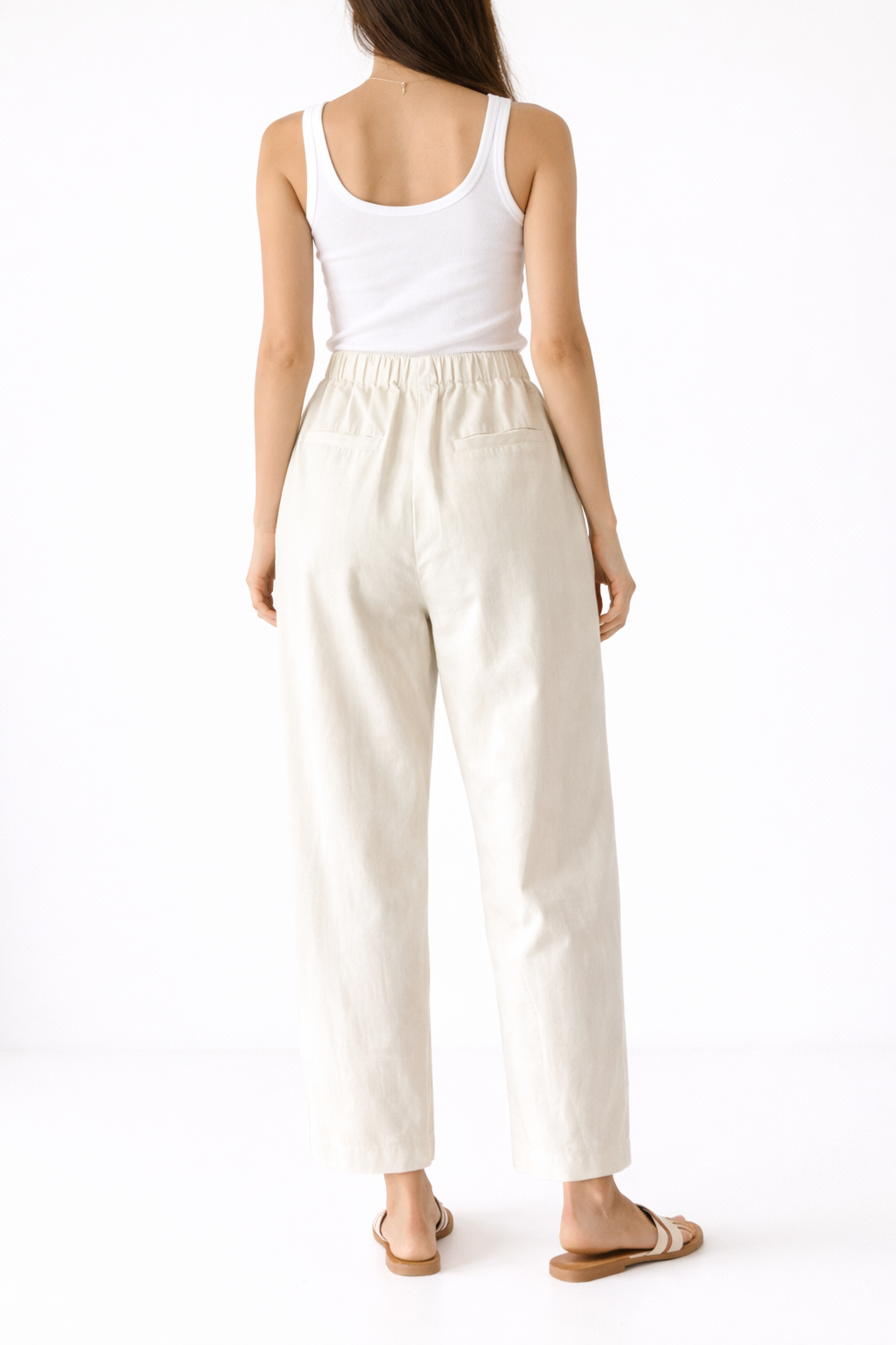 Soul Of Sita 100% Cotton Drawstring Elasticated Cream Waist Trousers