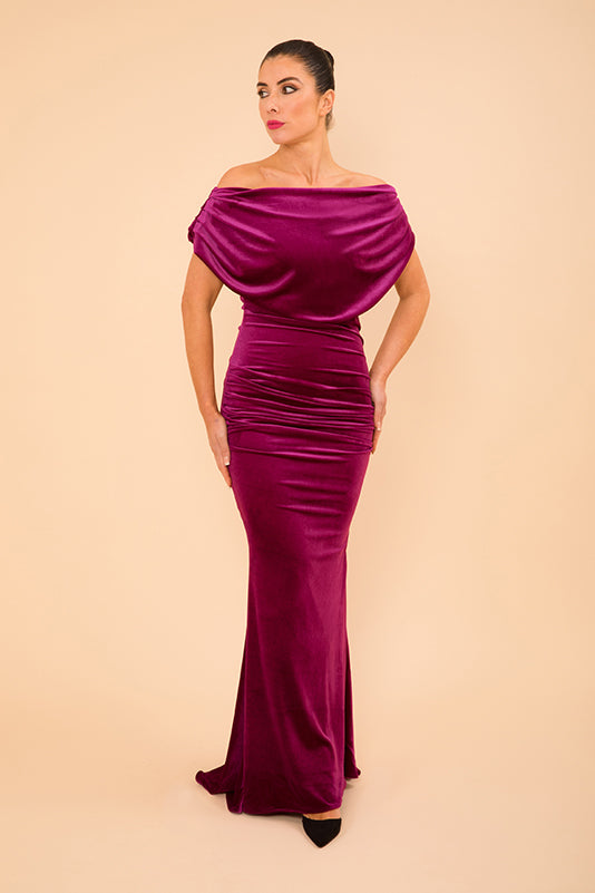Atom Label Magenta Platinum Velvet Gown