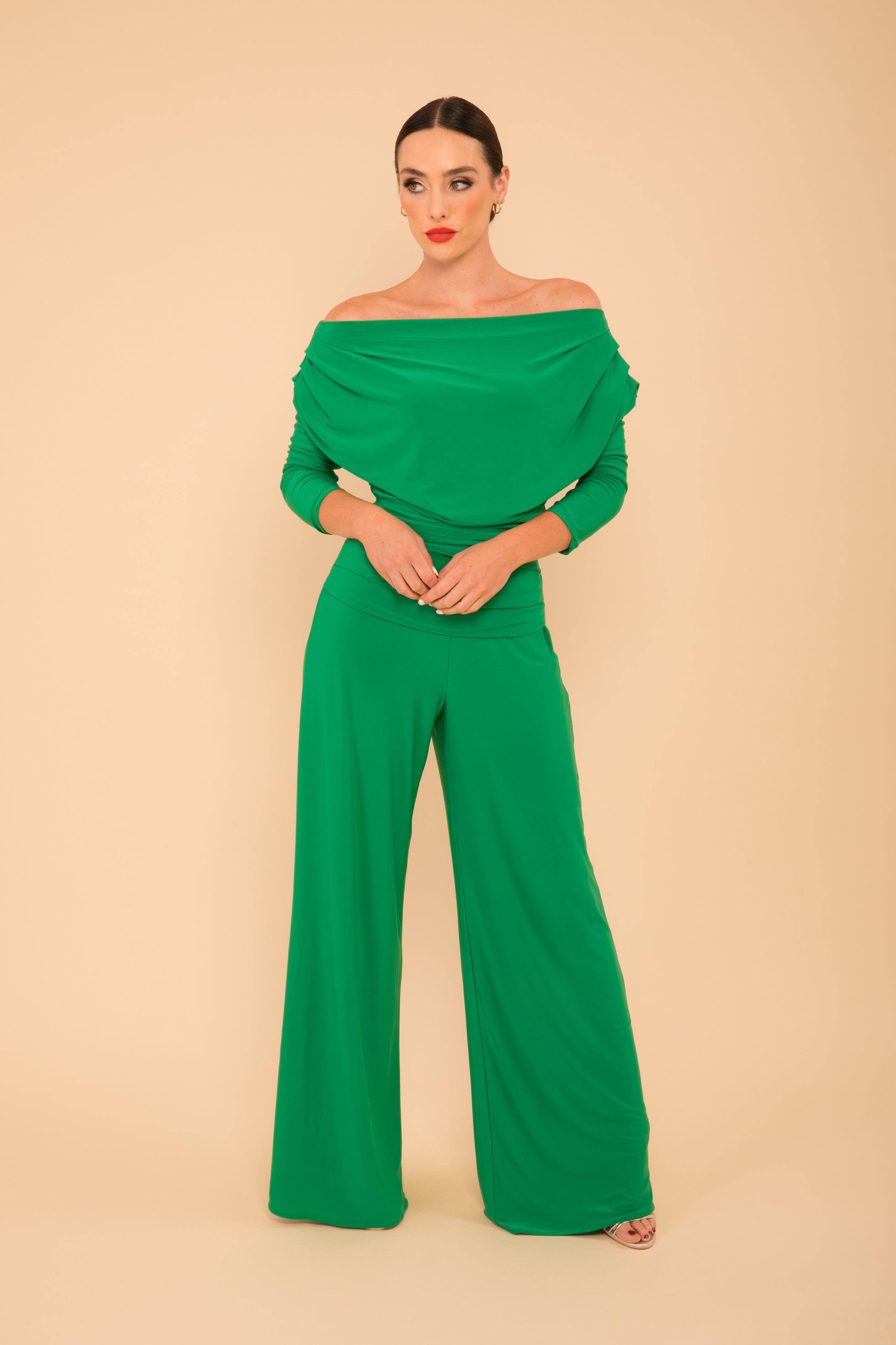 Atom Label Emerald Green Carbon Jumpsuit with Sleeves