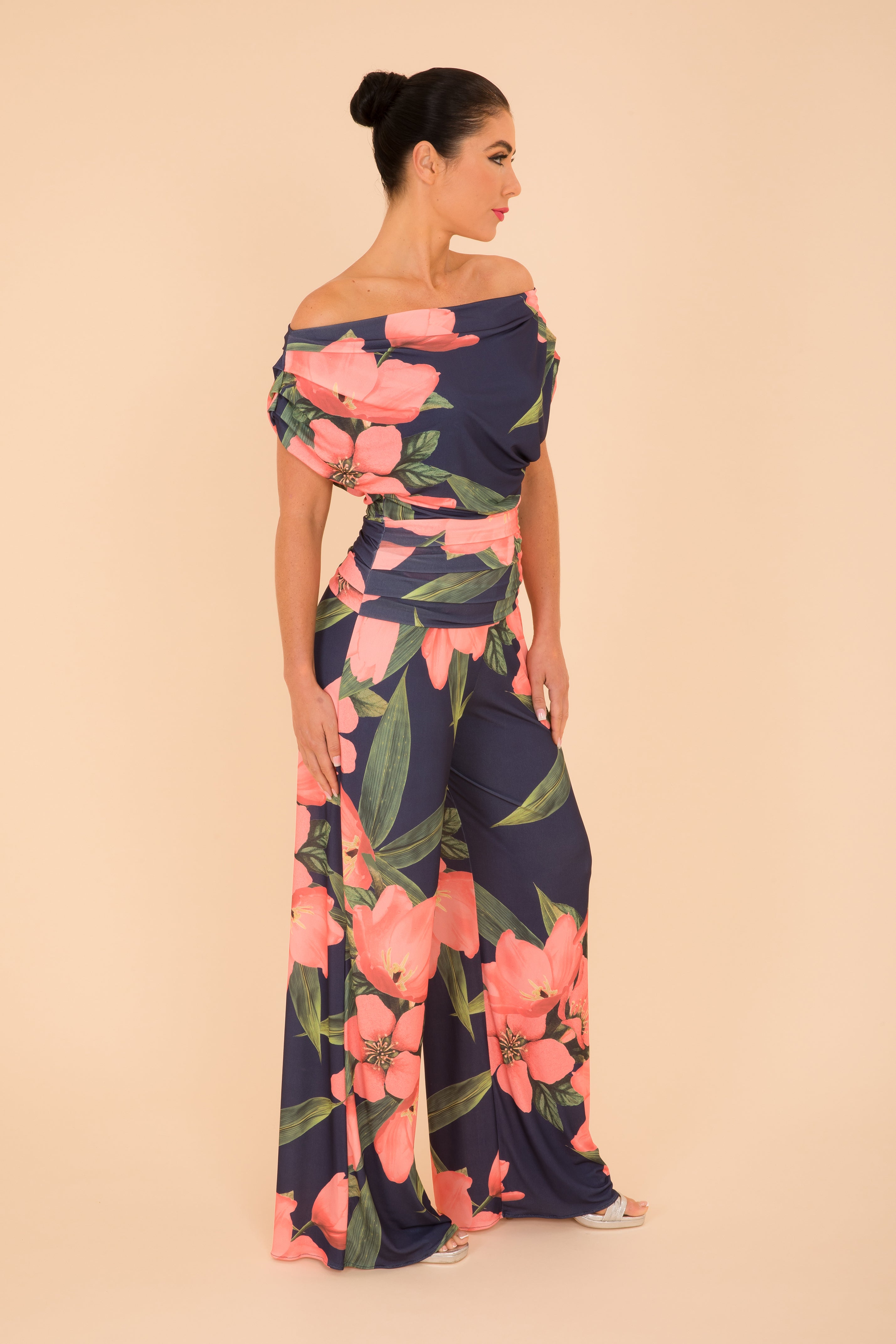 Atom Label Navy & Coral Floral Carbon Jumpsuit